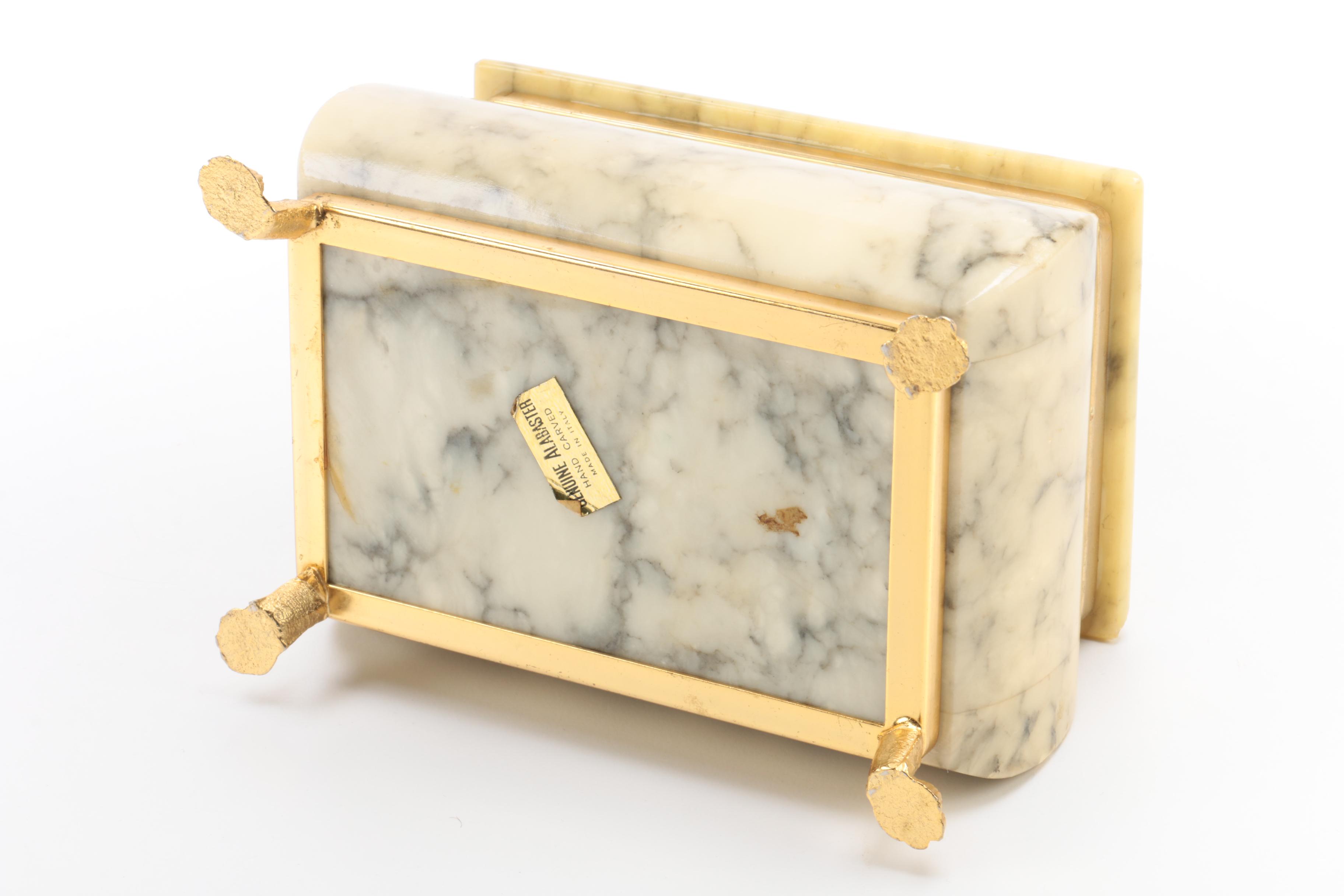 Alabaster and Wood Trinket Boxes