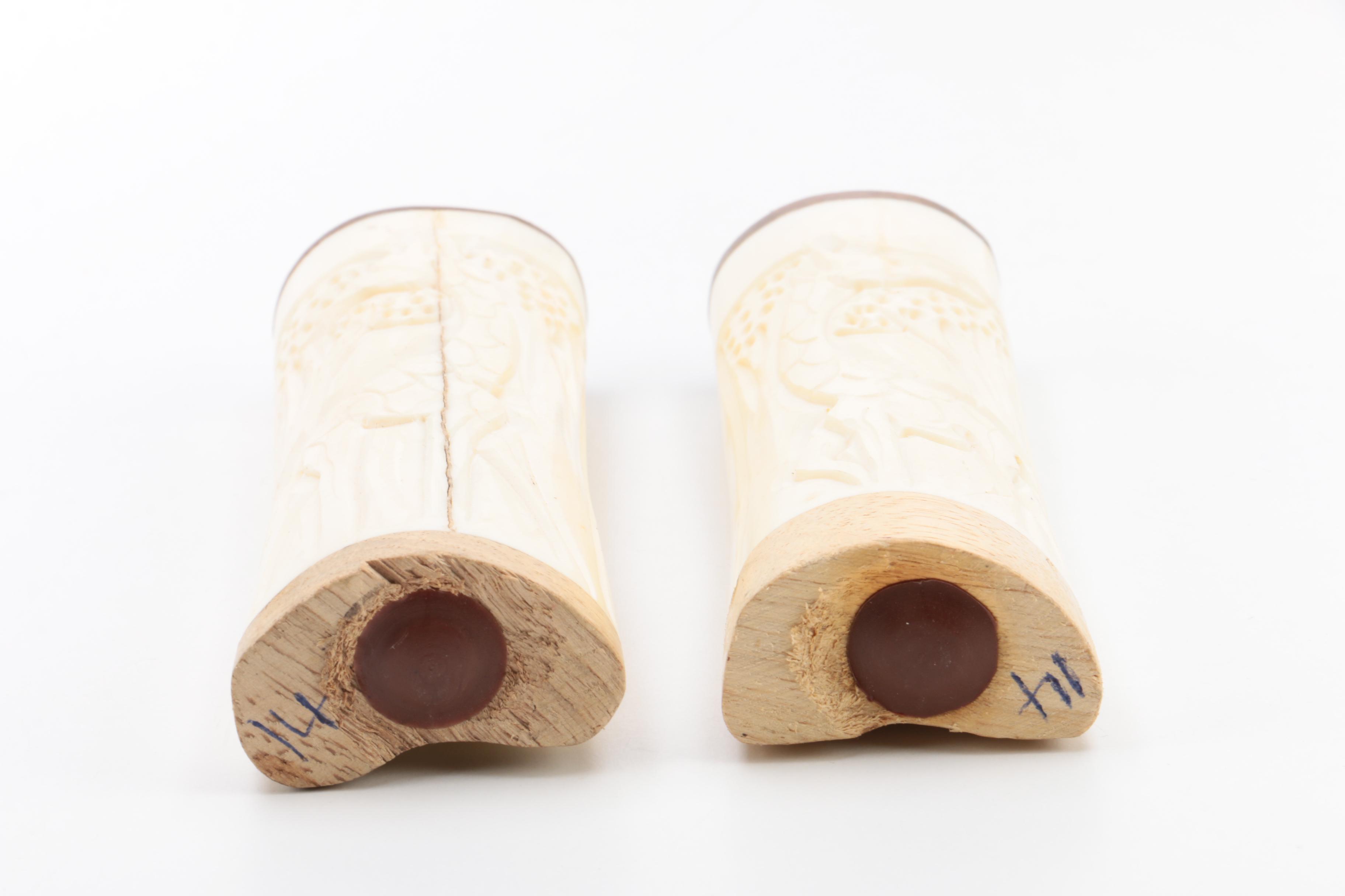 Silver Plate Candlesticks, Bone Salt and Pepper Shakers and More