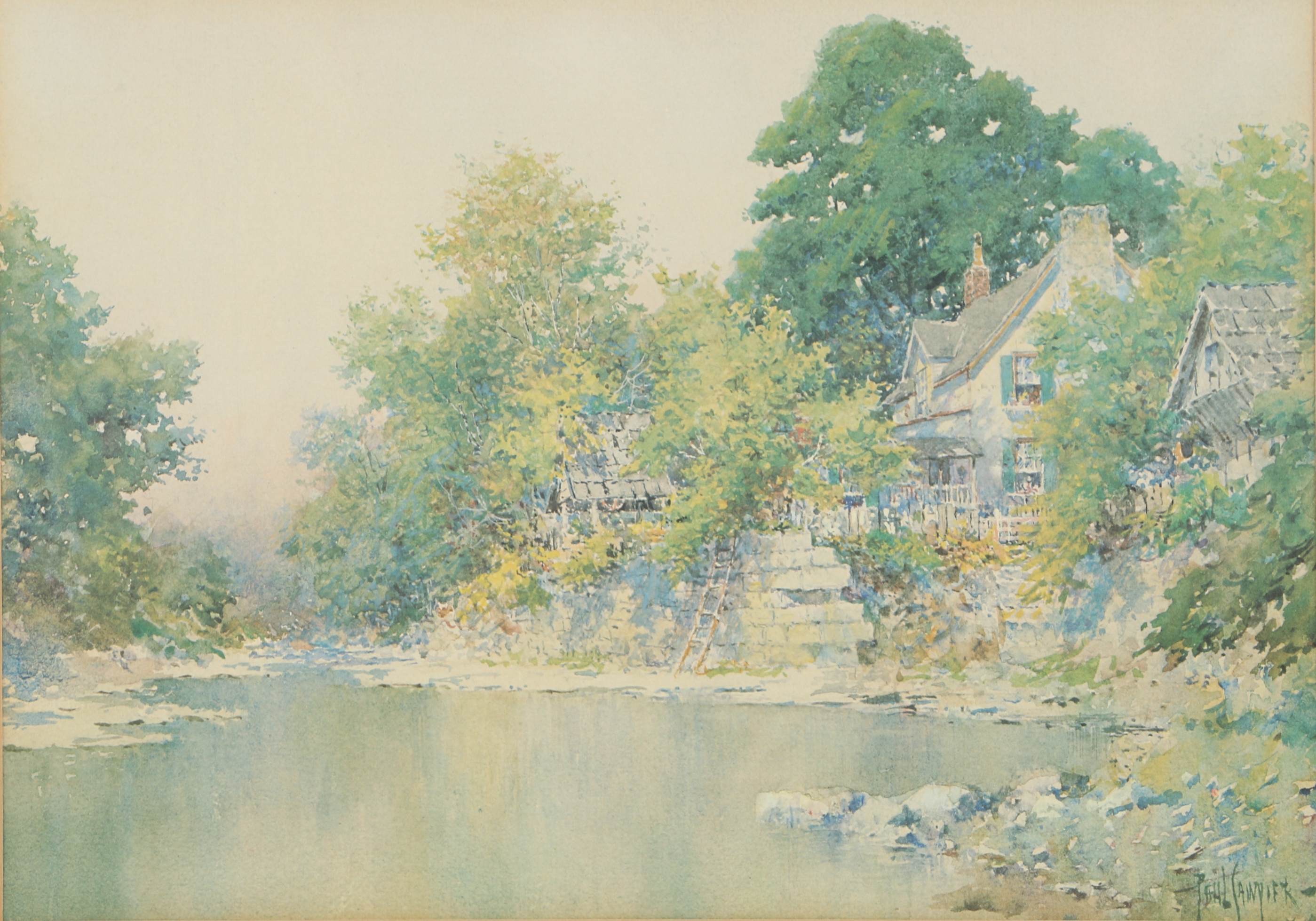 Offset Lithograph After Paul Sawyier "Dr. Suter's on the Elkhorn"