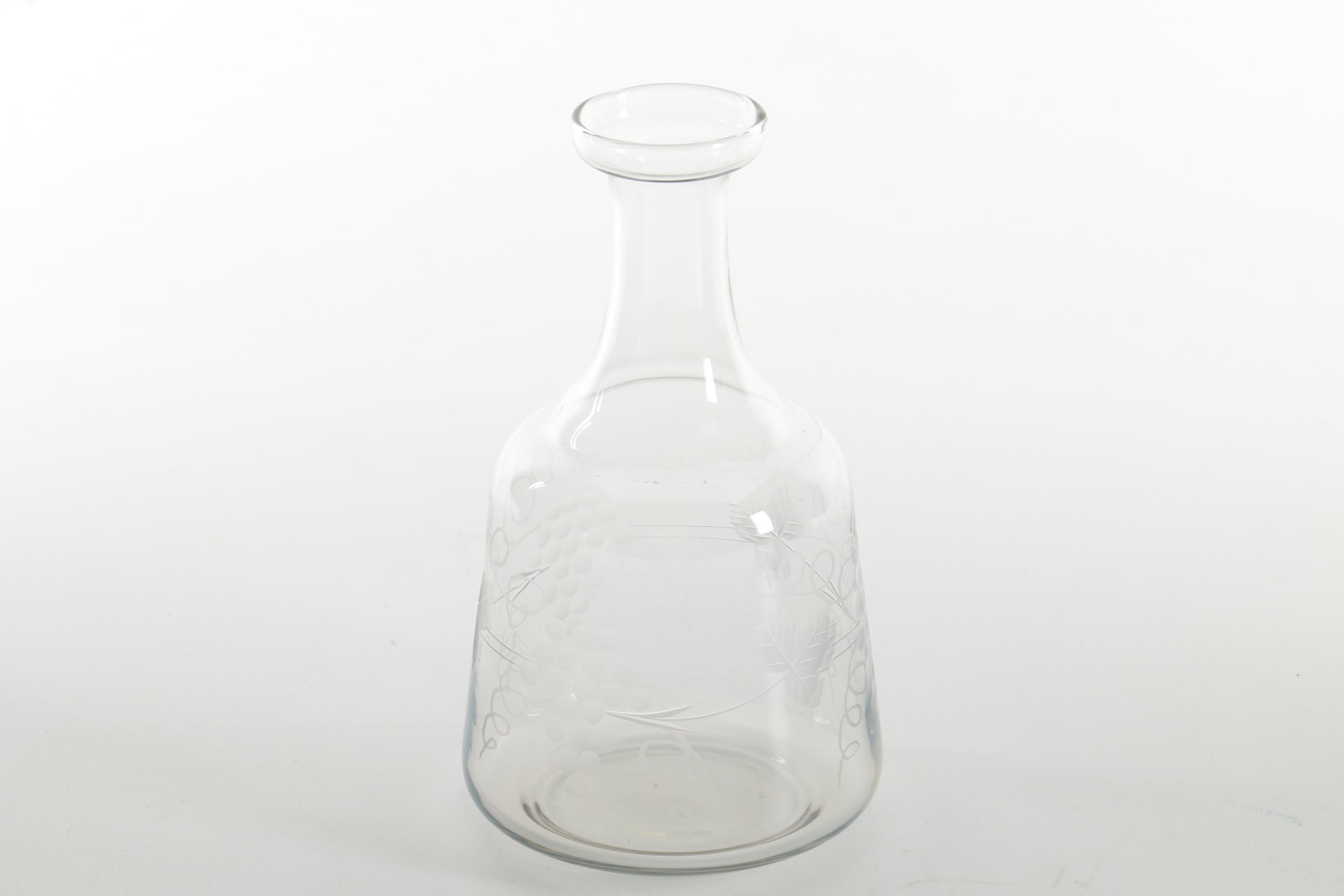 French 800 Silver Accented Glass Carafe Set with Additional Glass Carafe and Cup