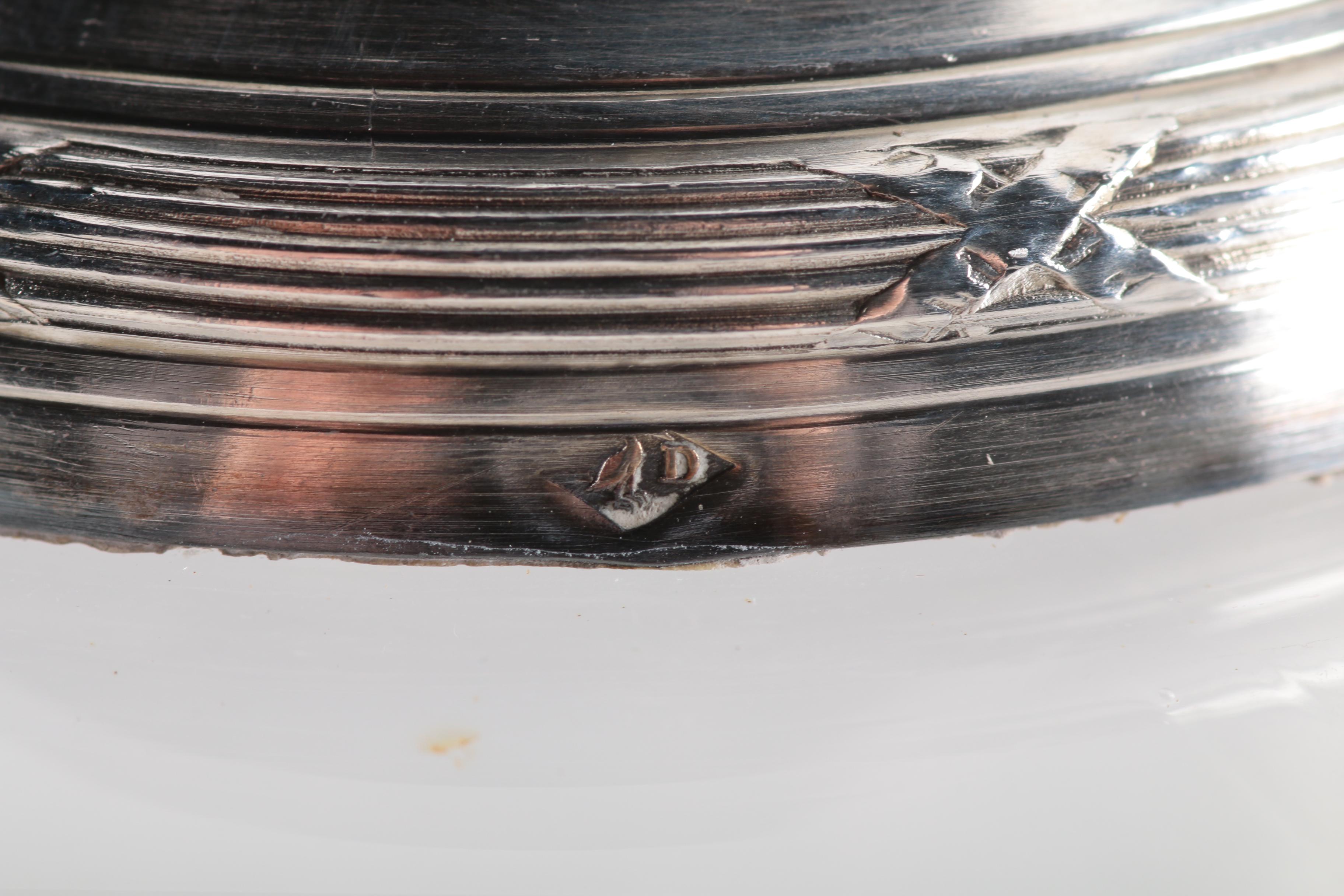 French 800 Silver Accented Glass Carafe Set with Additional Glass Carafe and Cup