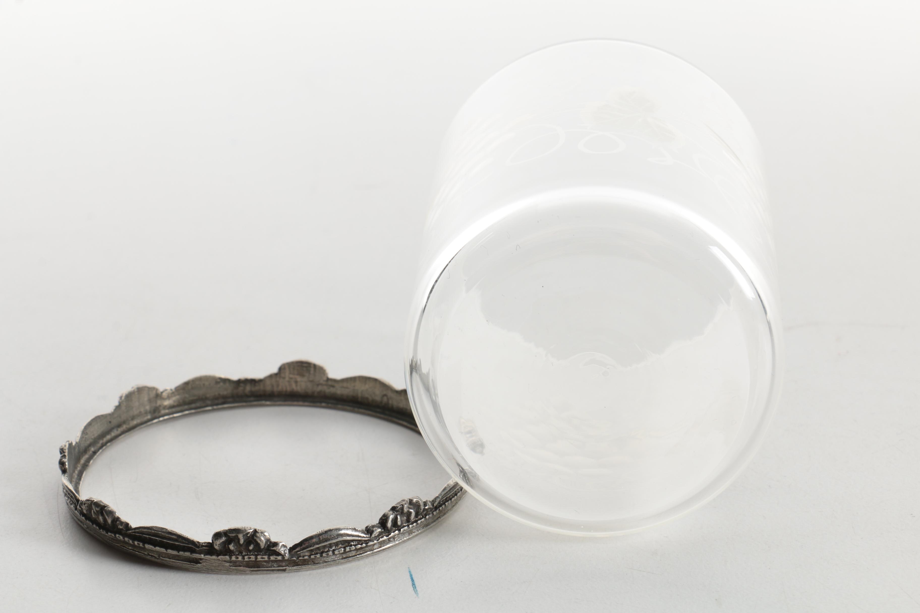 French 800 Silver Accented Glass Carafe Set with Additional Glass Carafe and Cup