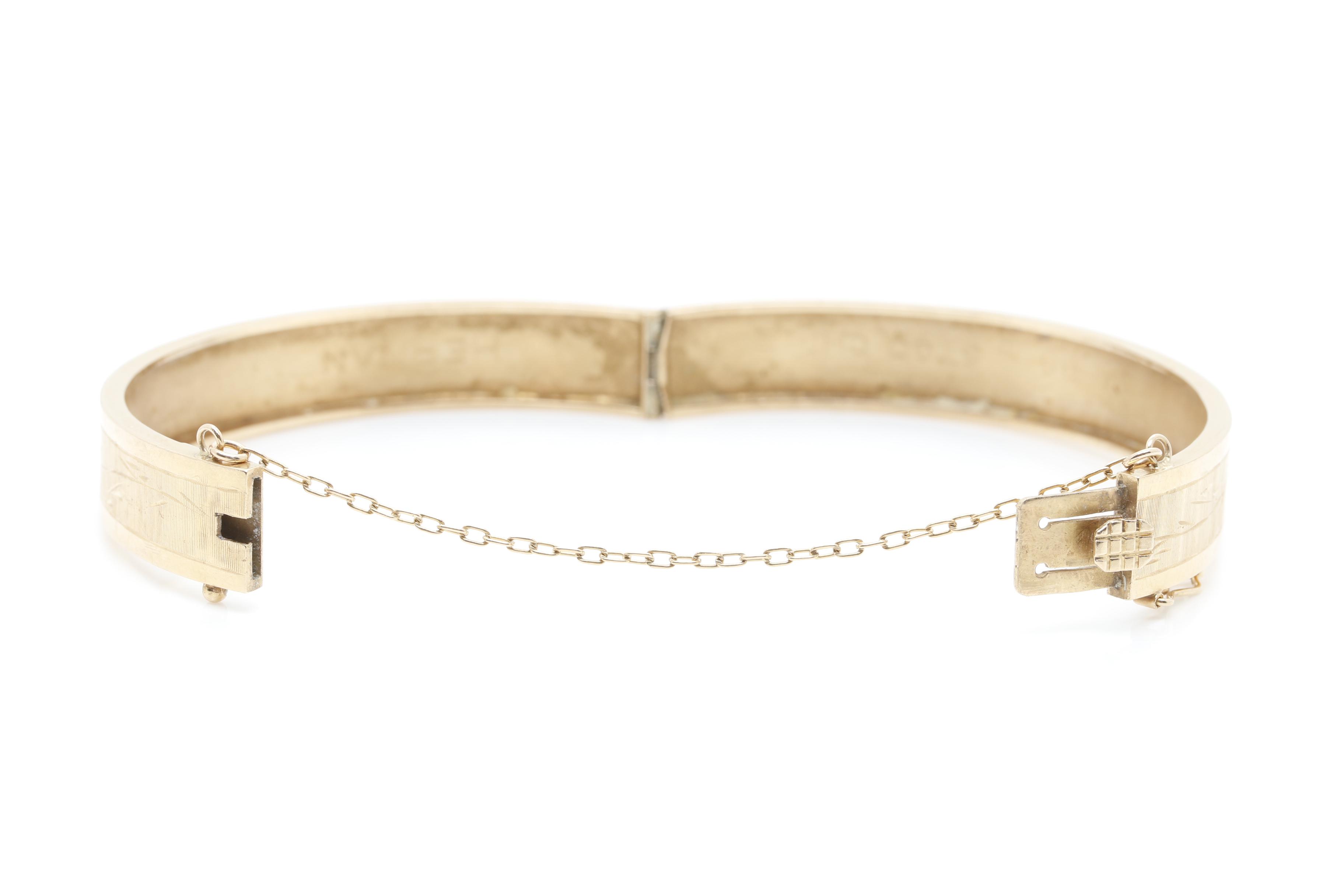 18K Yellow Gold Foliate Bangle Bracelet