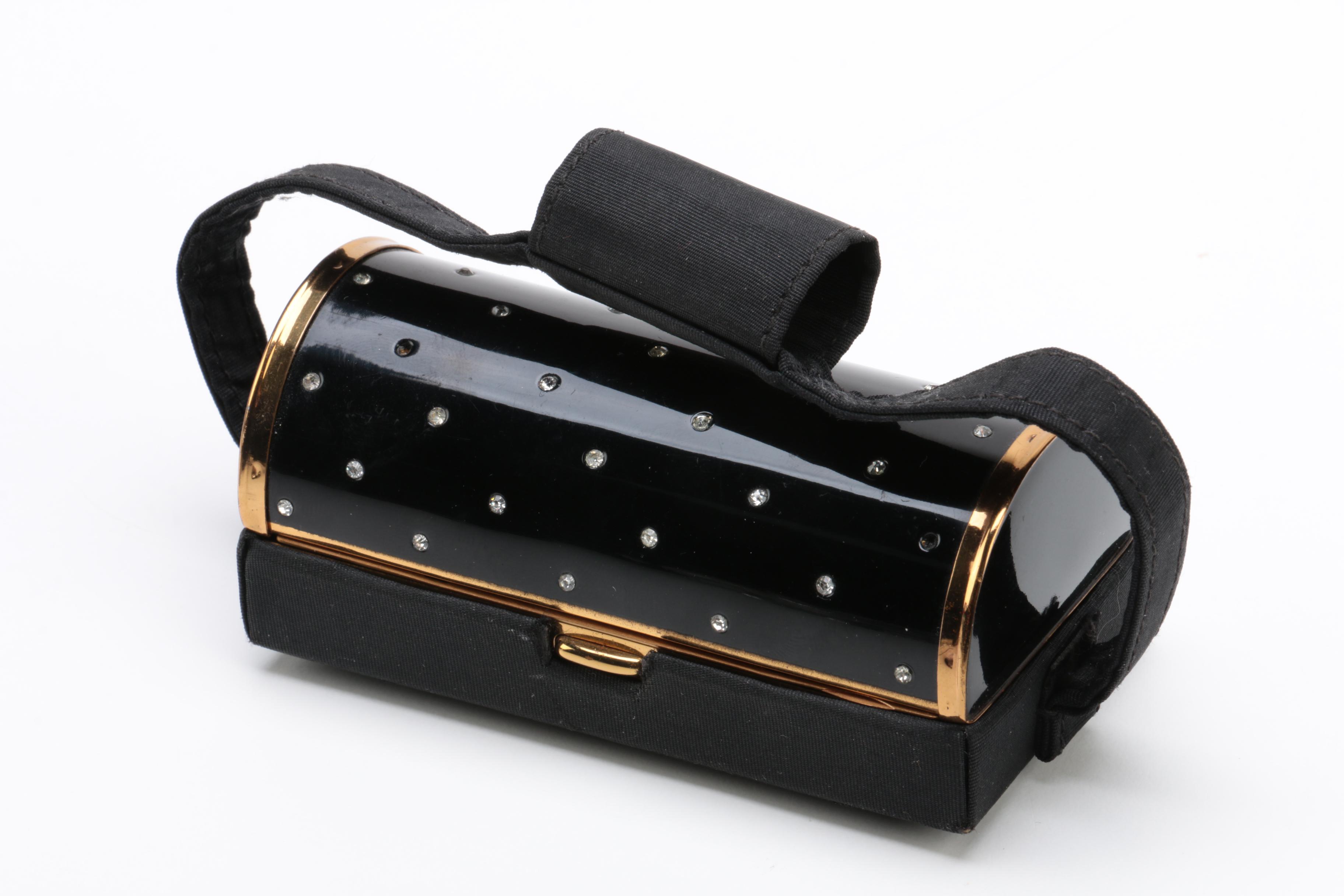 Vanity Accessories Including Shagreen Case and Correia Crystal Perfume Bottle