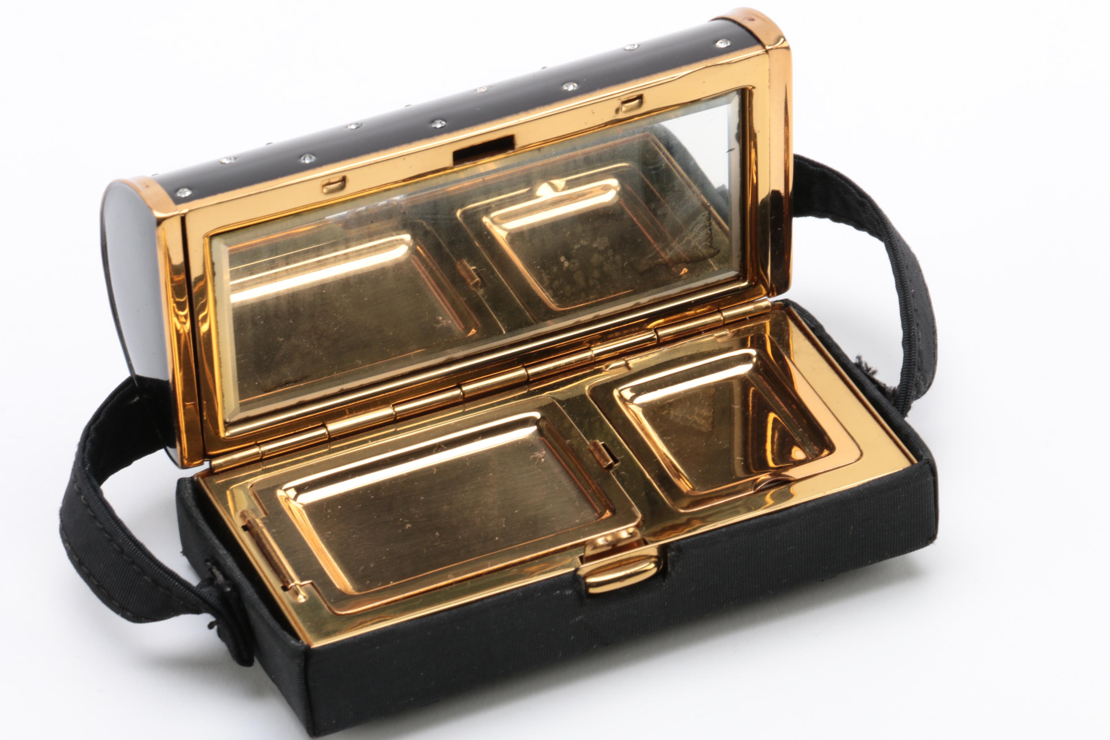 Vanity Accessories Including Shagreen Case and Correia Crystal Perfume Bottle