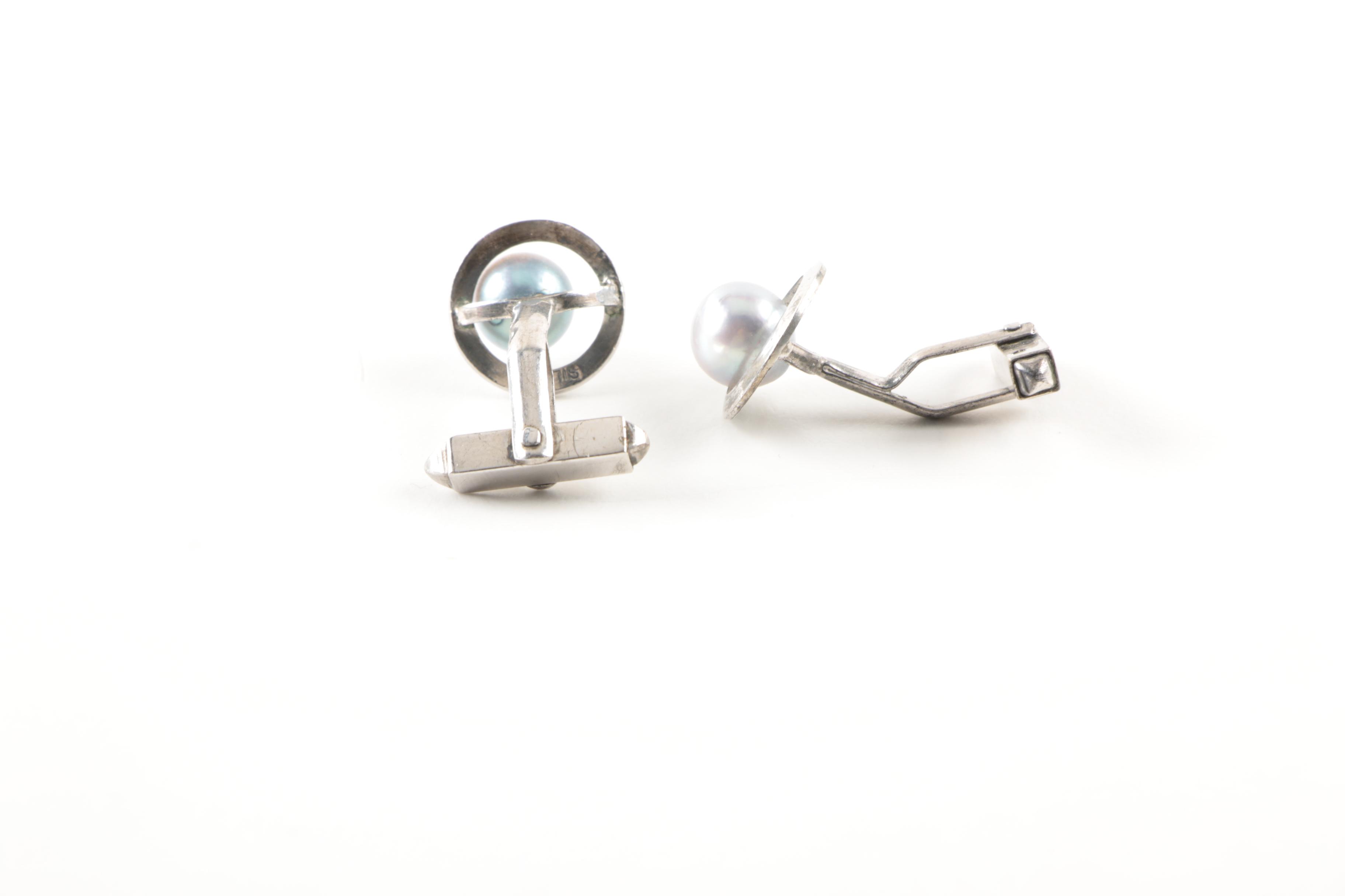 Sterling Silver Jewelry With Cultured Pearl, White and Black Mother of Pearl