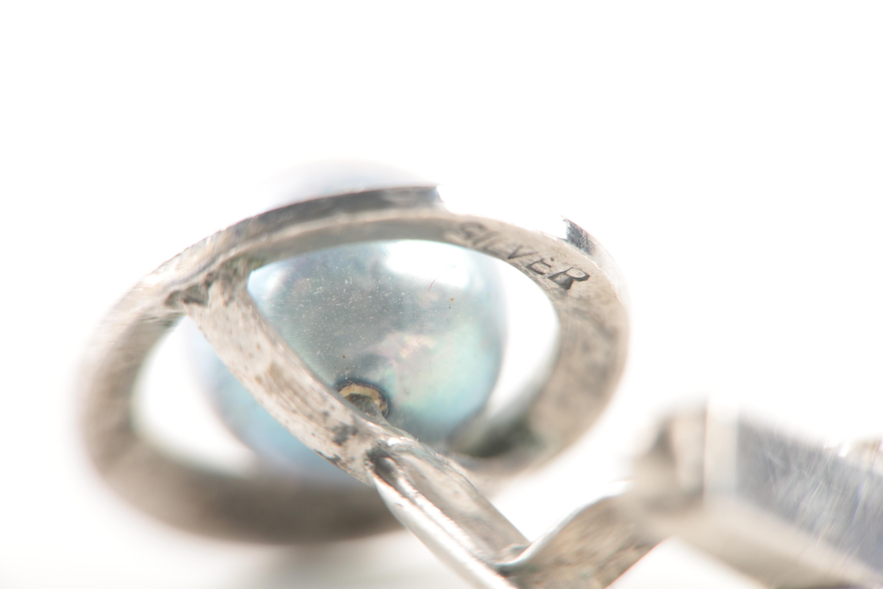 Sterling Silver Jewelry With Cultured Pearl, White and Black Mother of Pearl