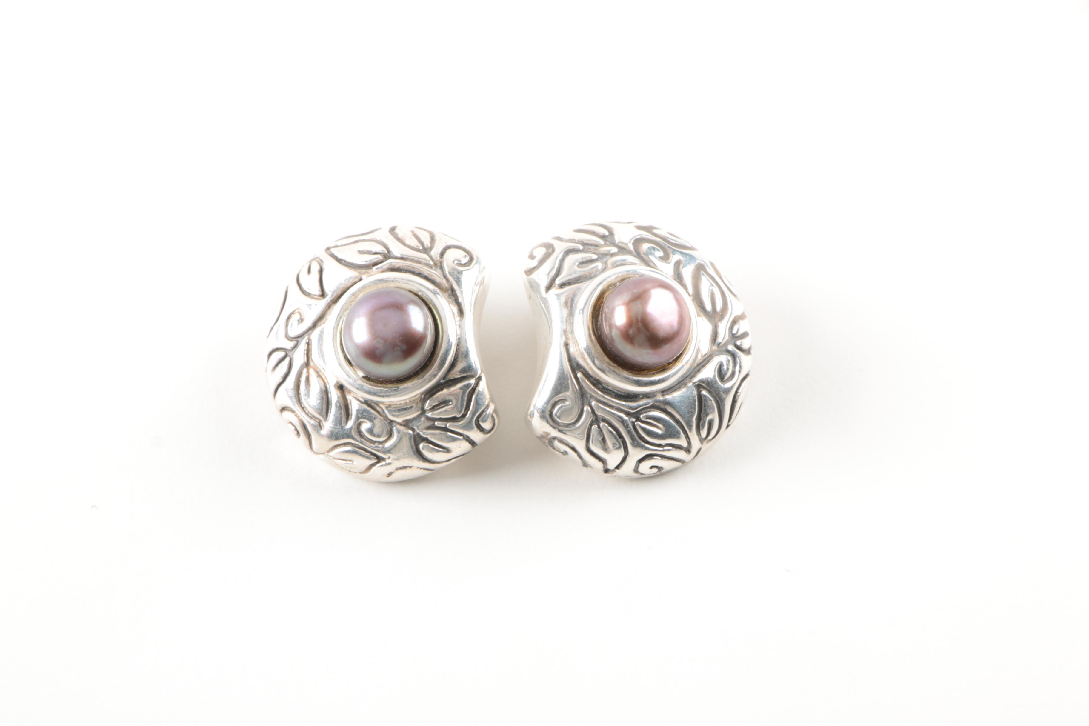 Sterling Silver Jewelry With Cultured Pearl, White and Black Mother of Pearl