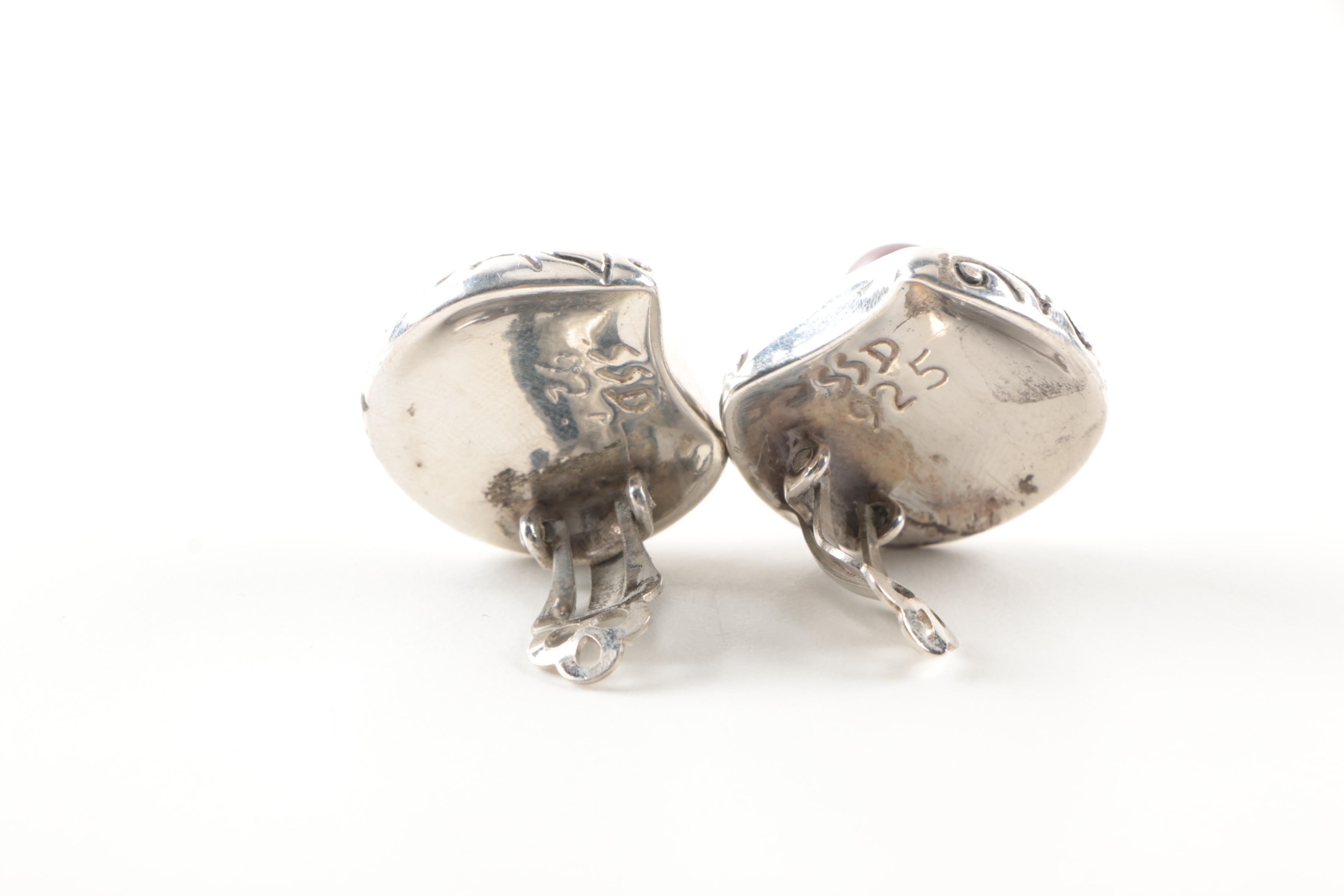 Sterling Silver Jewelry With Cultured Pearl, White and Black Mother of Pearl