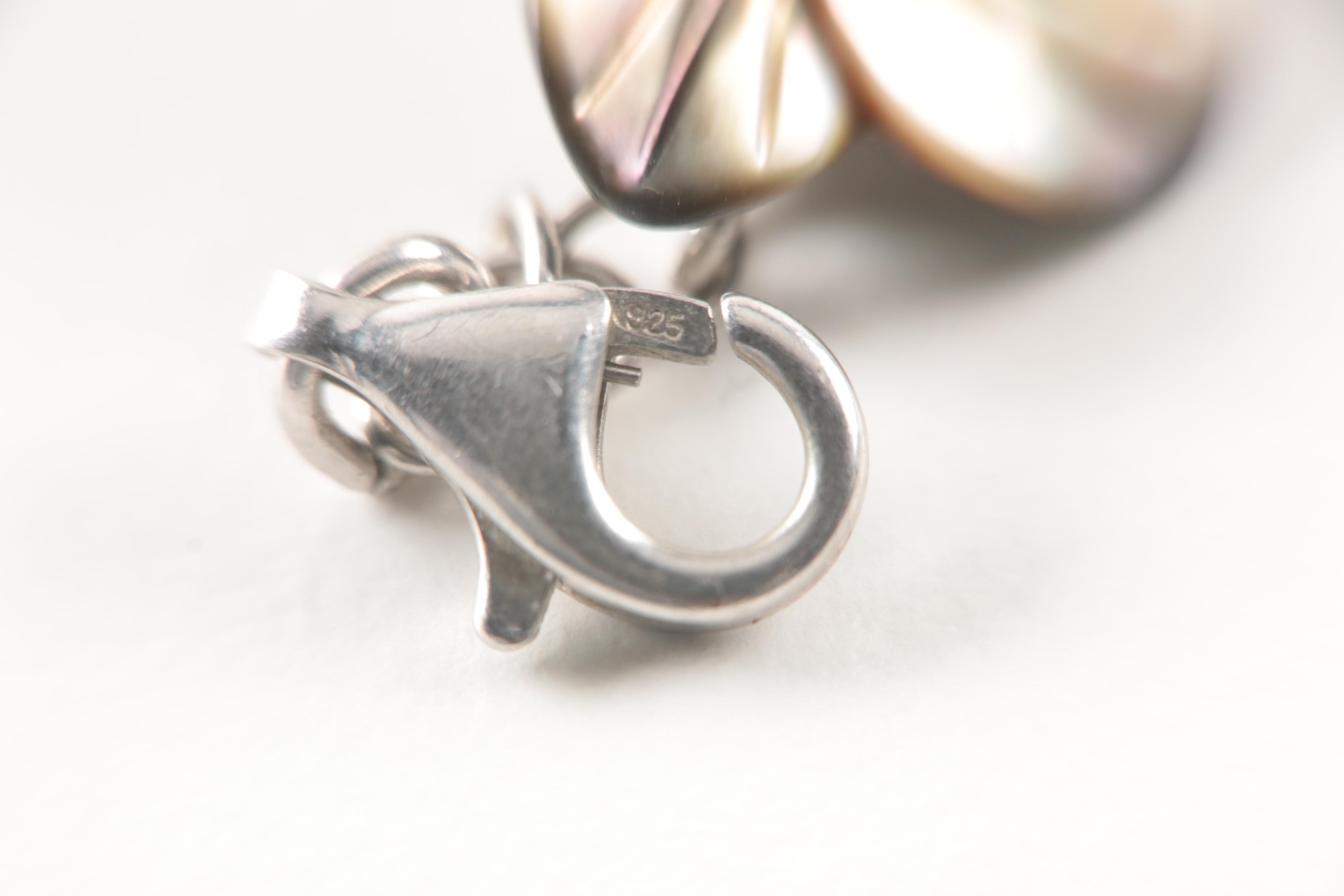 Sterling Silver Jewelry With Cultured Pearl, White and Black Mother of Pearl