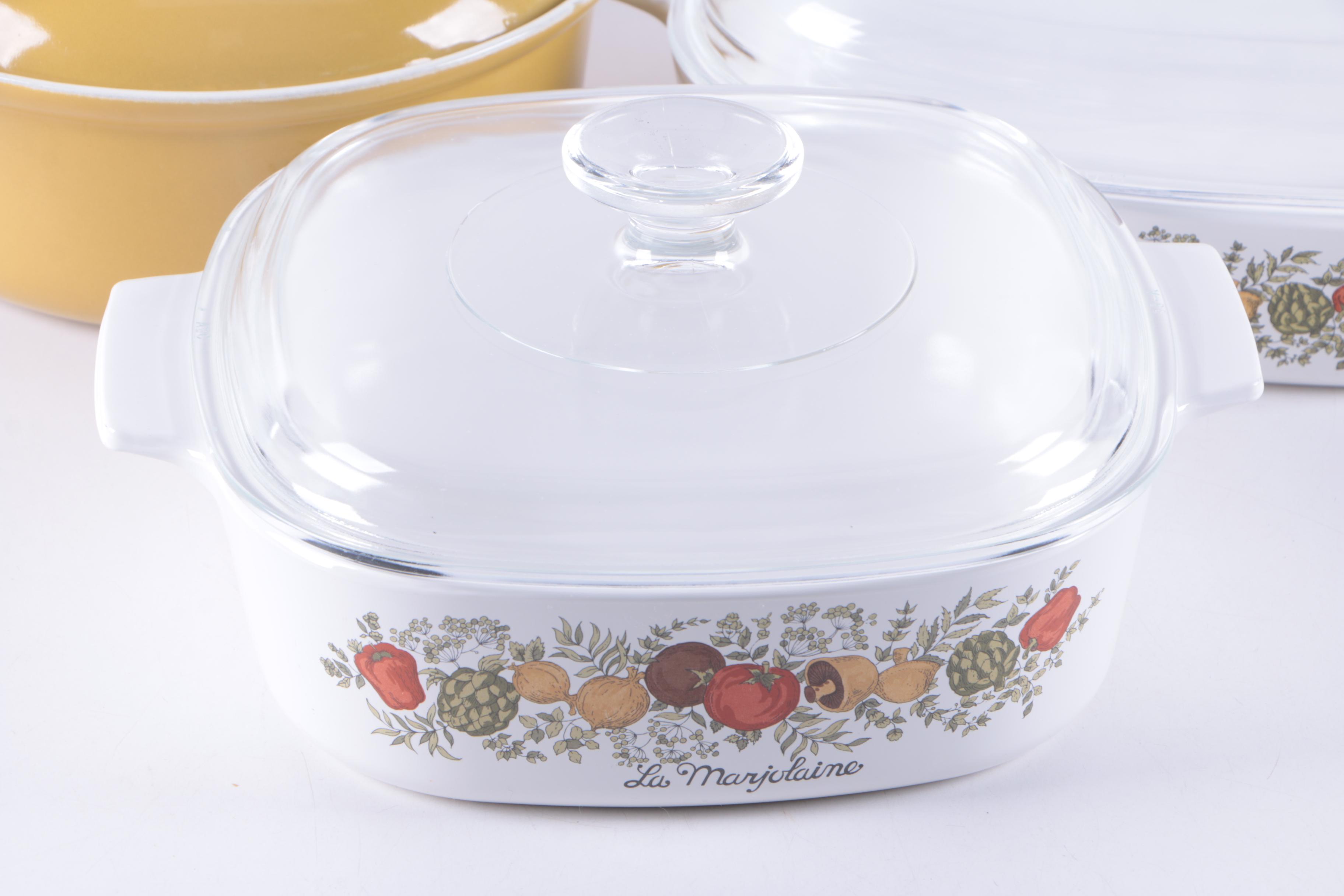 Vintage Corning Ware "Spice of Life" Baking Dishes and Descoware Dutch Oven