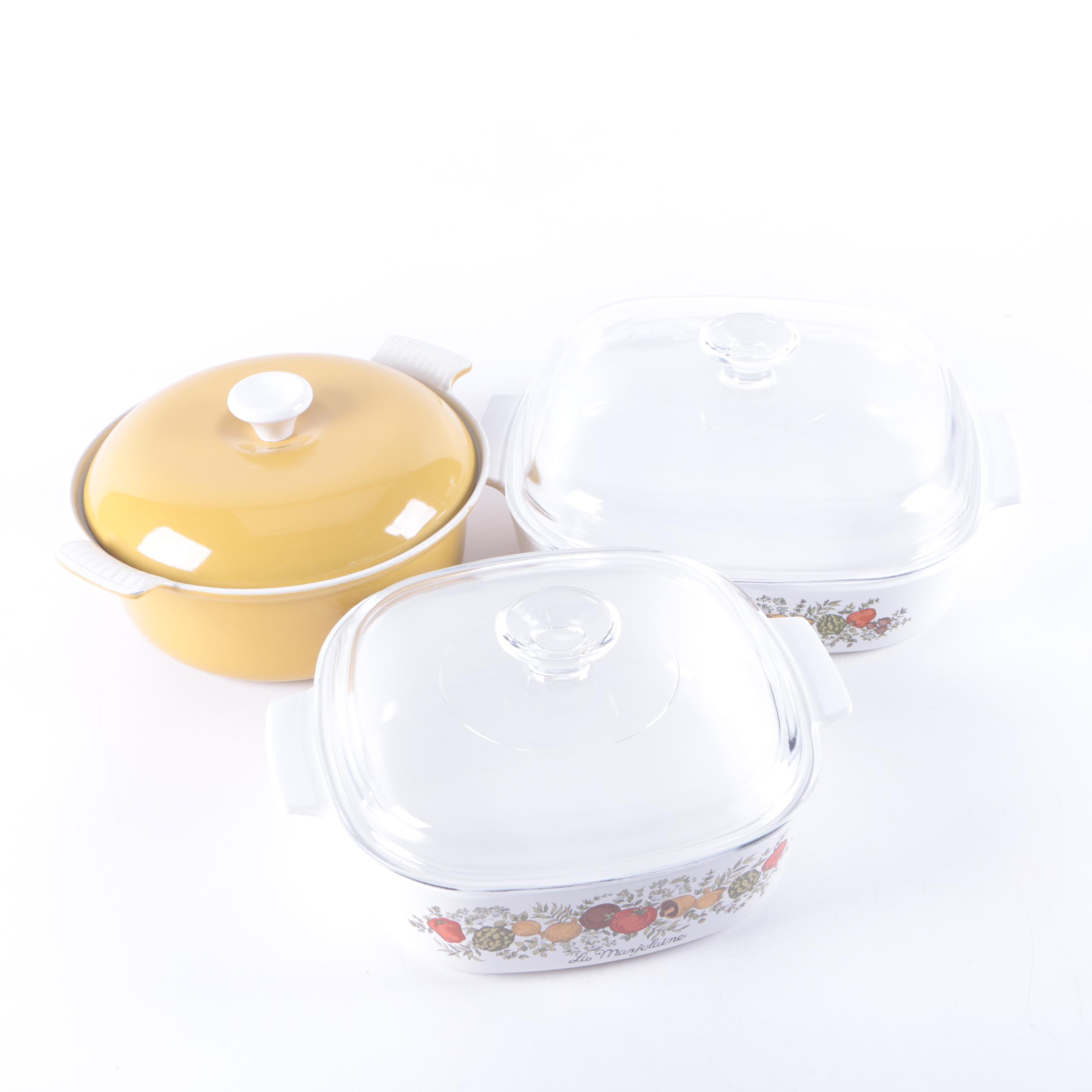 Vintage Corning Ware "Spice of Life" Baking Dishes and Descoware Dutch Oven