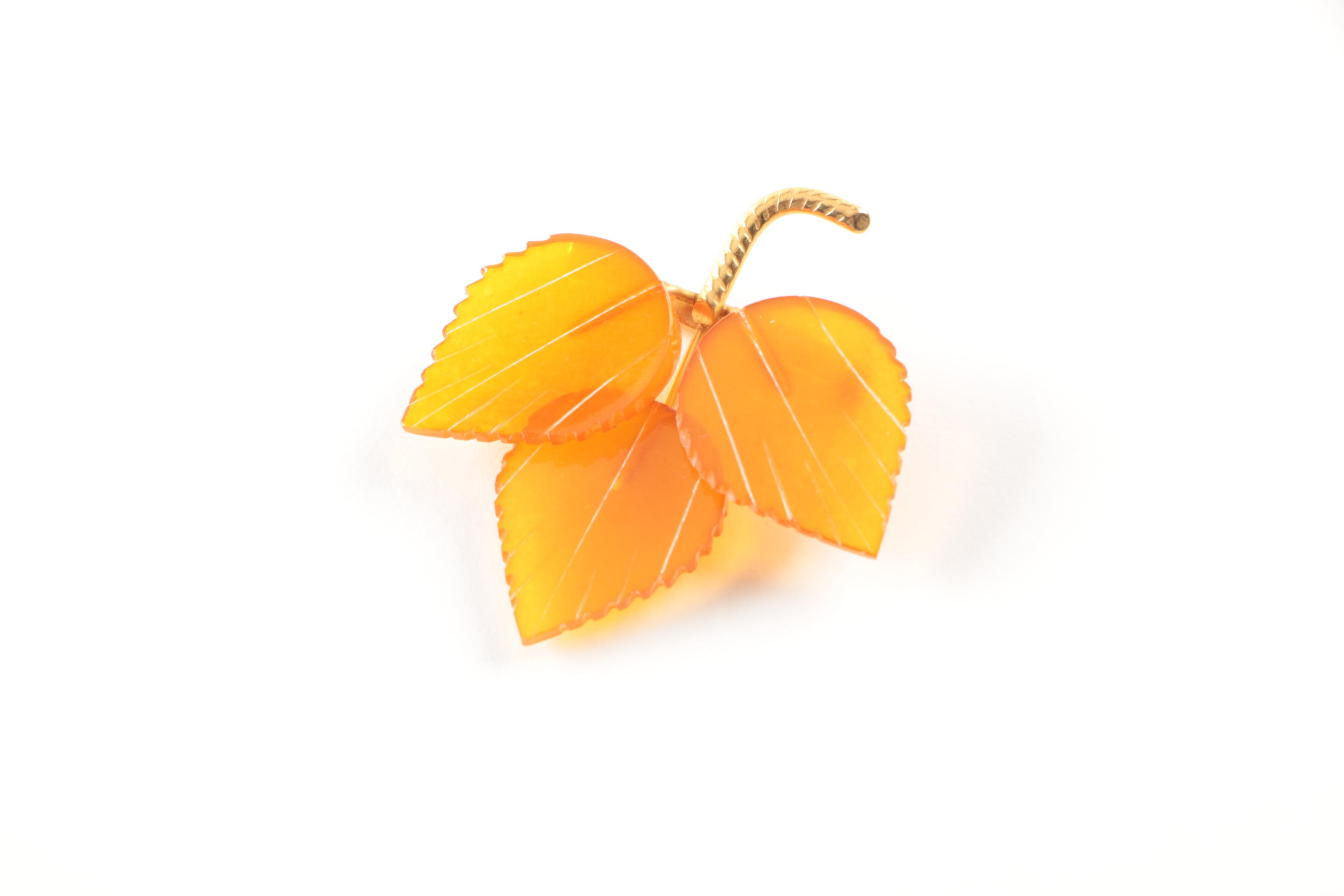 Gold Tone Amber Brooch and Pendant Necklace