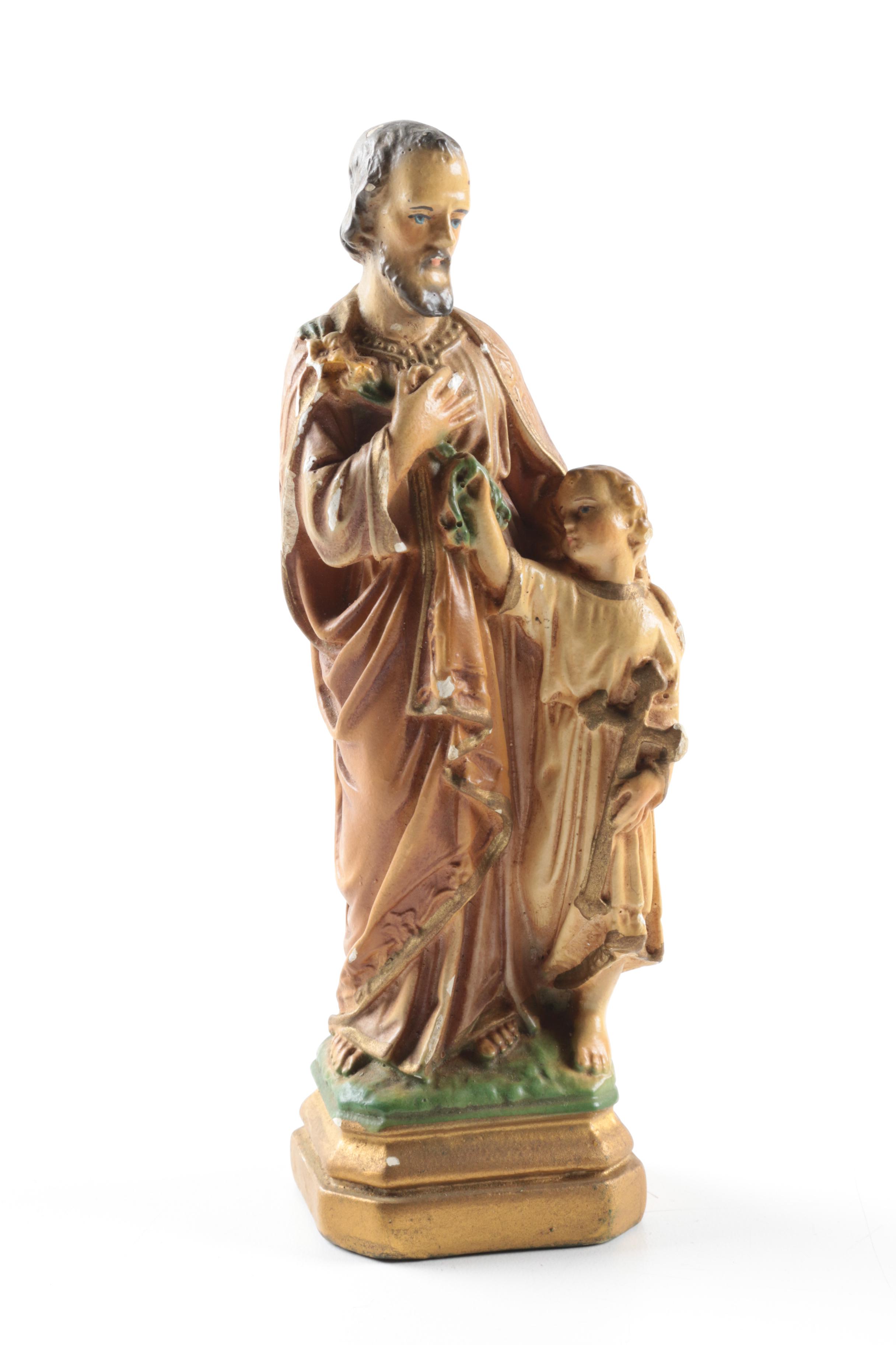 Christian Figurine Collection Including Jesus and Francis of Assisi