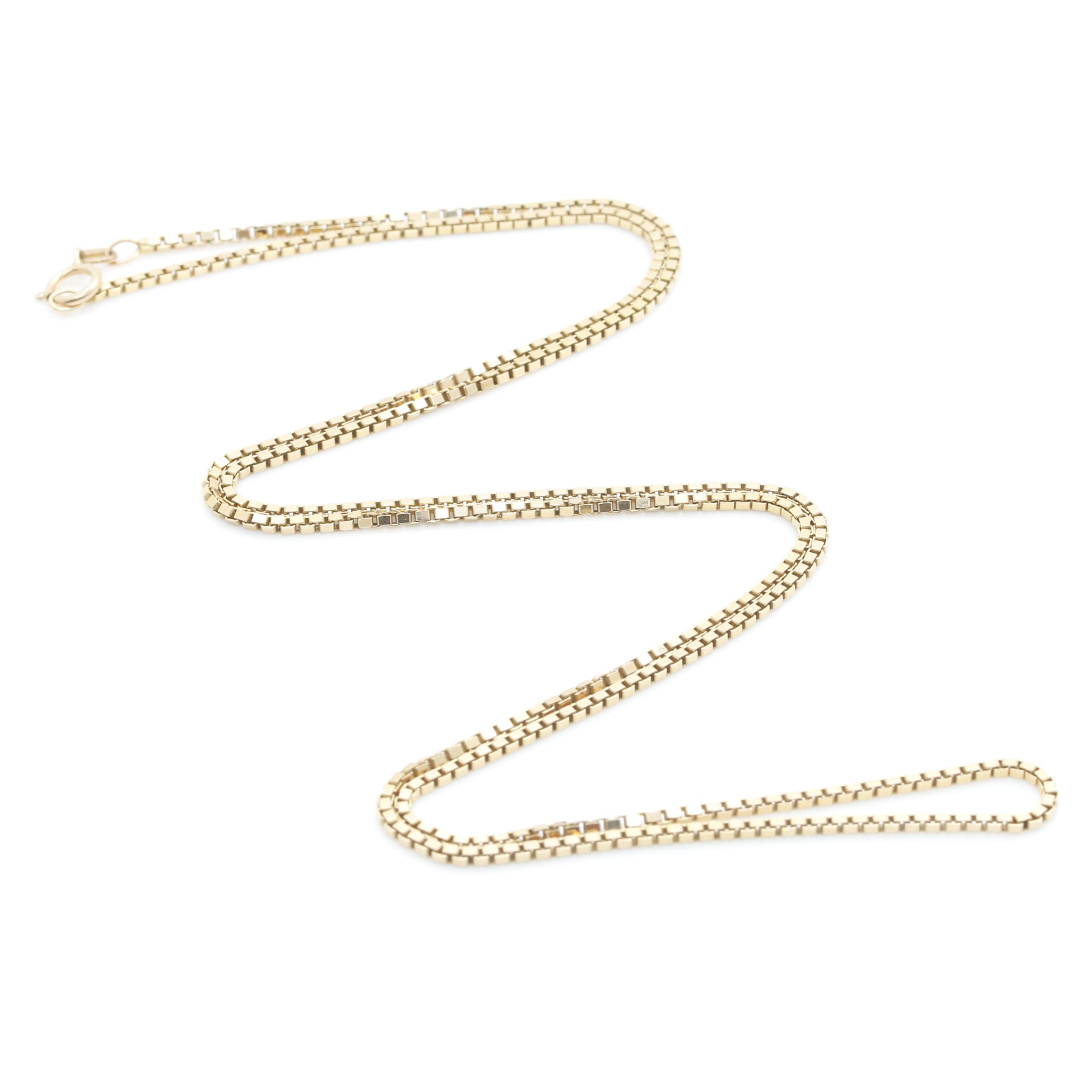 14K Yellow Gold Box Chain Necklace
