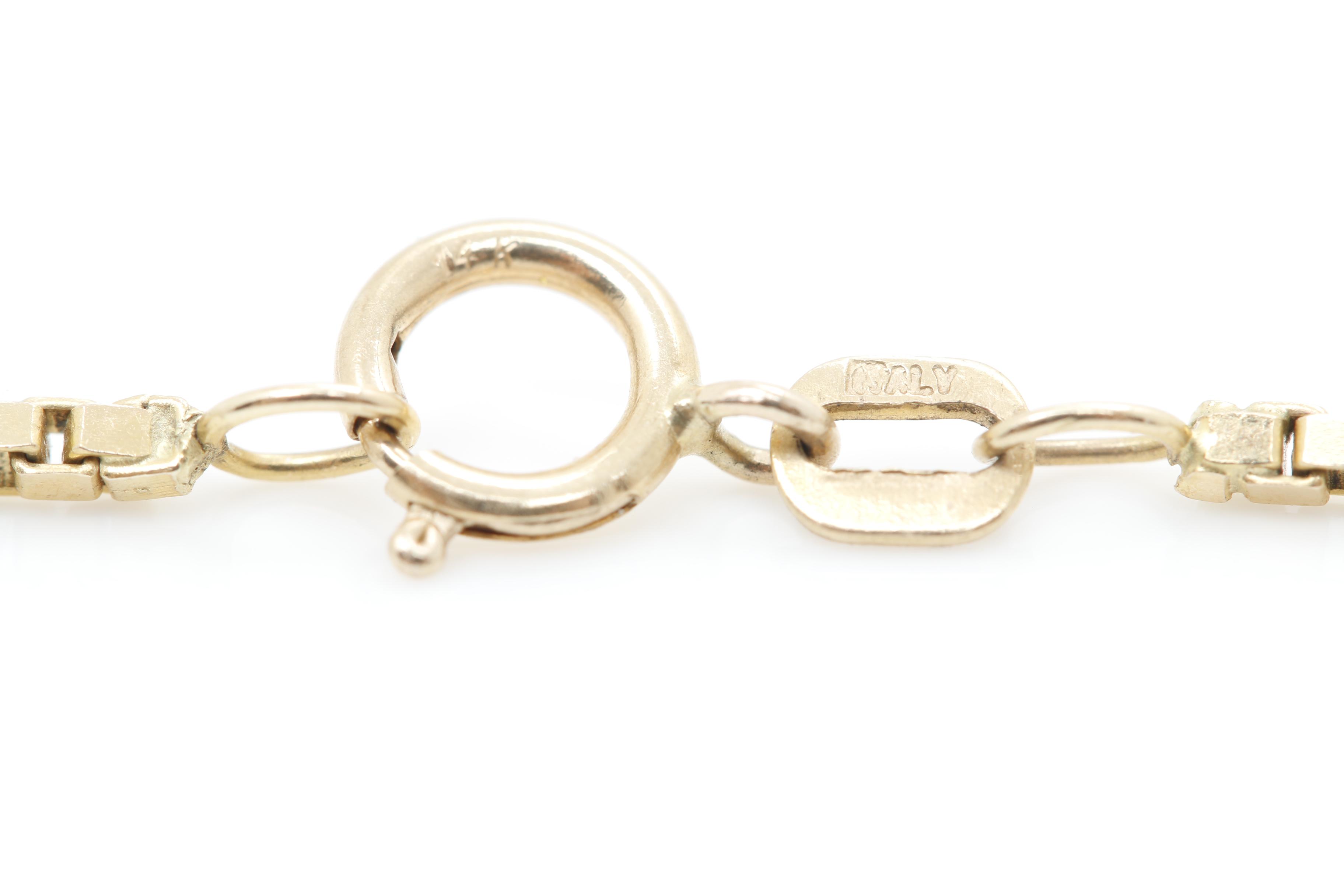 14K Yellow Gold Box Chain Necklace