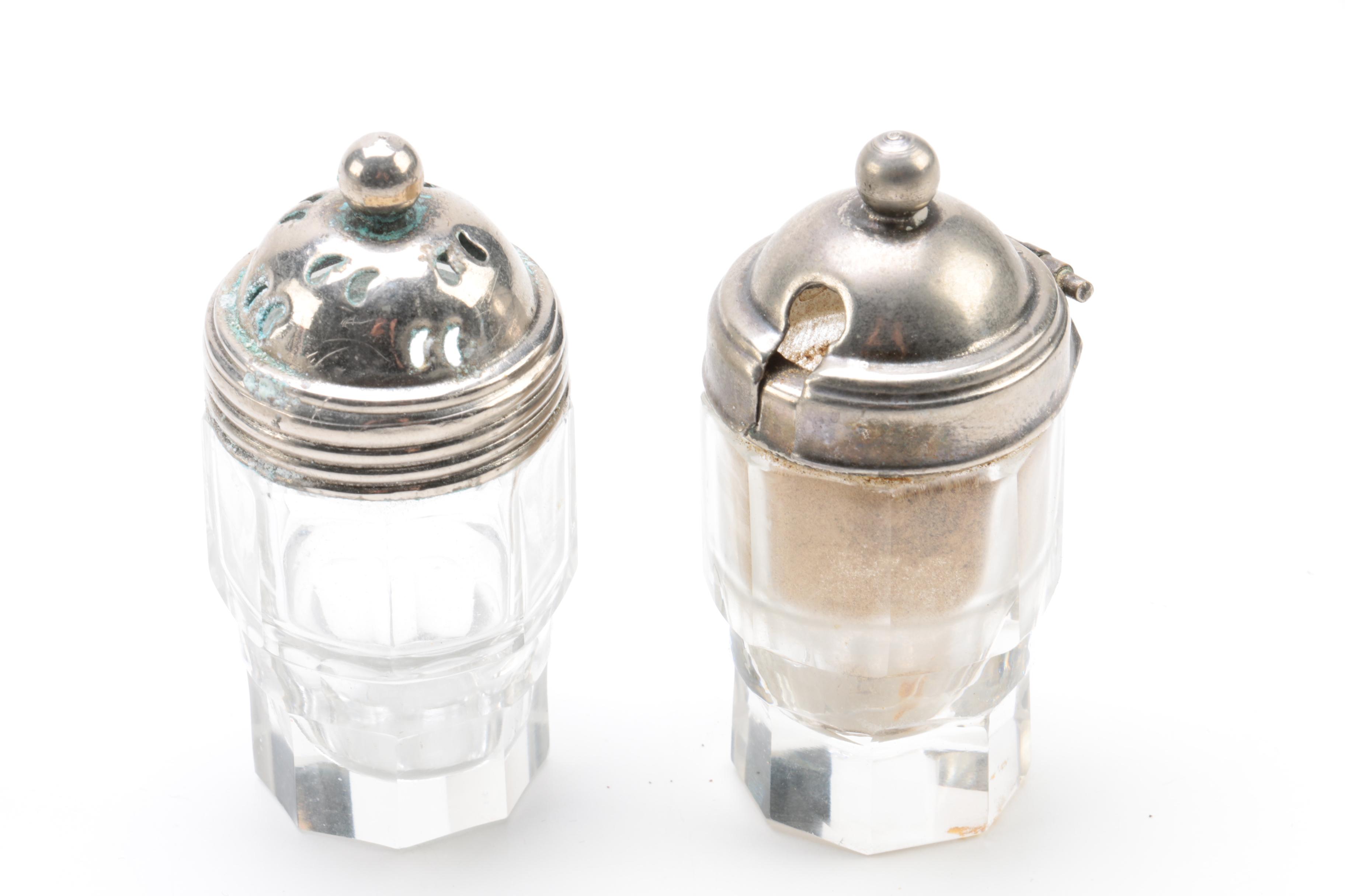 Vintage Dog and Pail Themed Silver Plate and Glass Condiment Stand