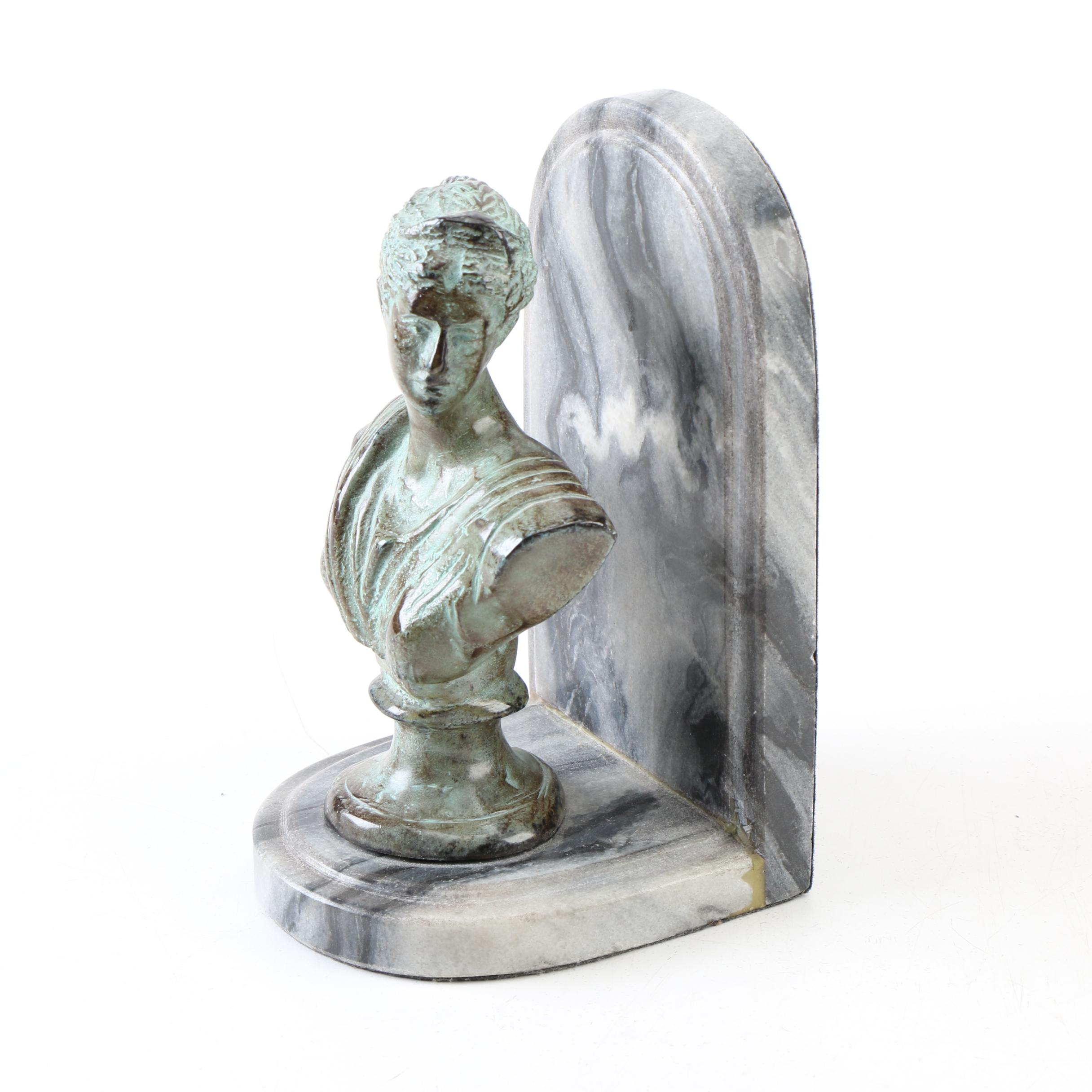 Marble Bust Bookends