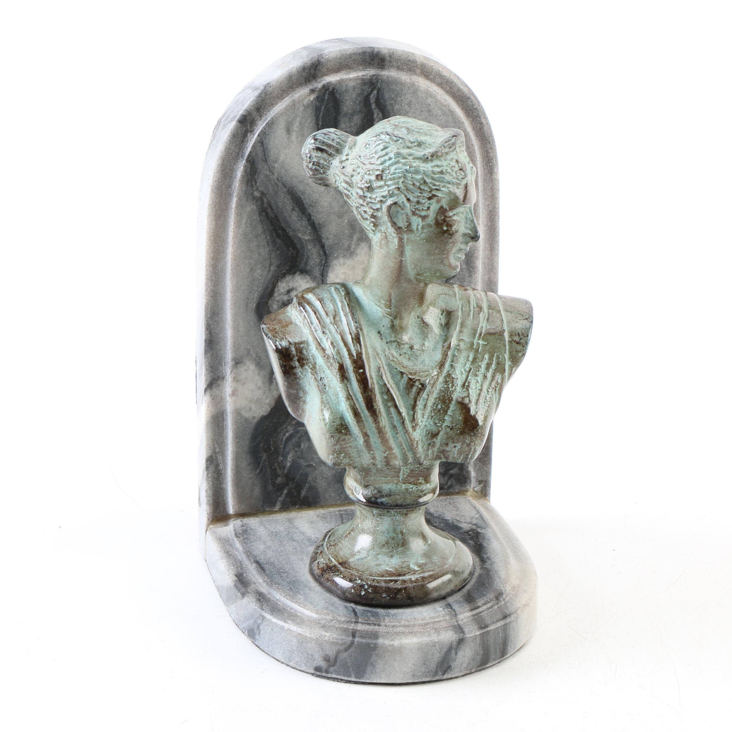 Marble Bust Bookends