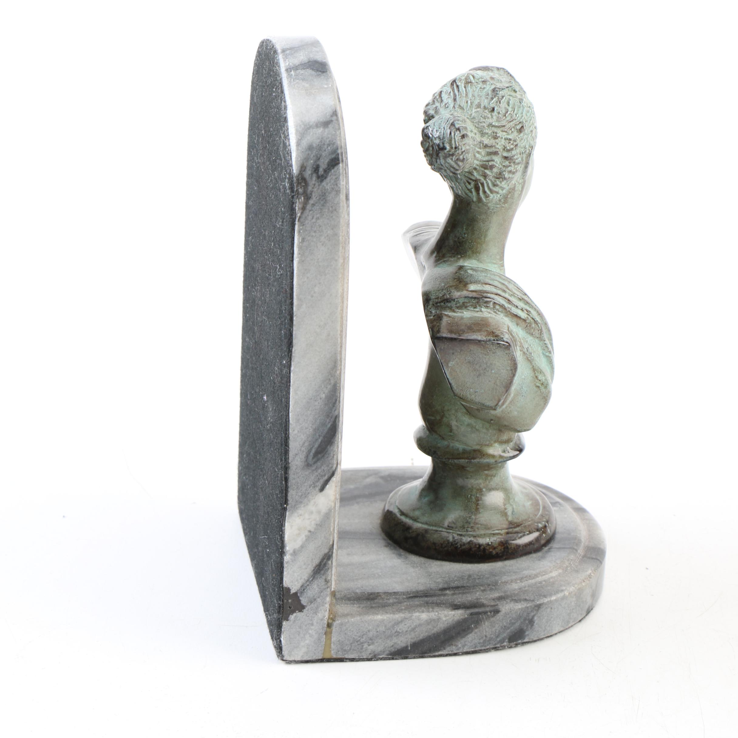 Marble Bust Bookends