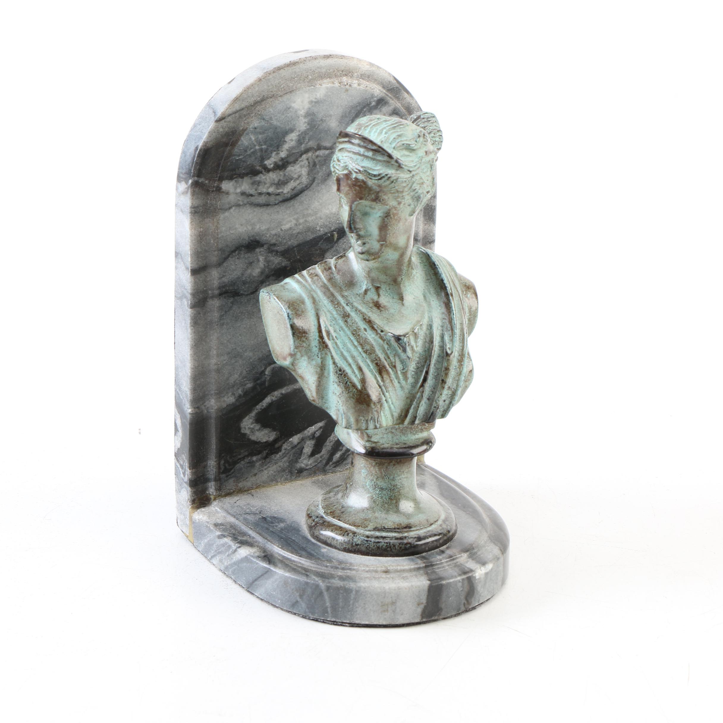 Marble Bust Bookends