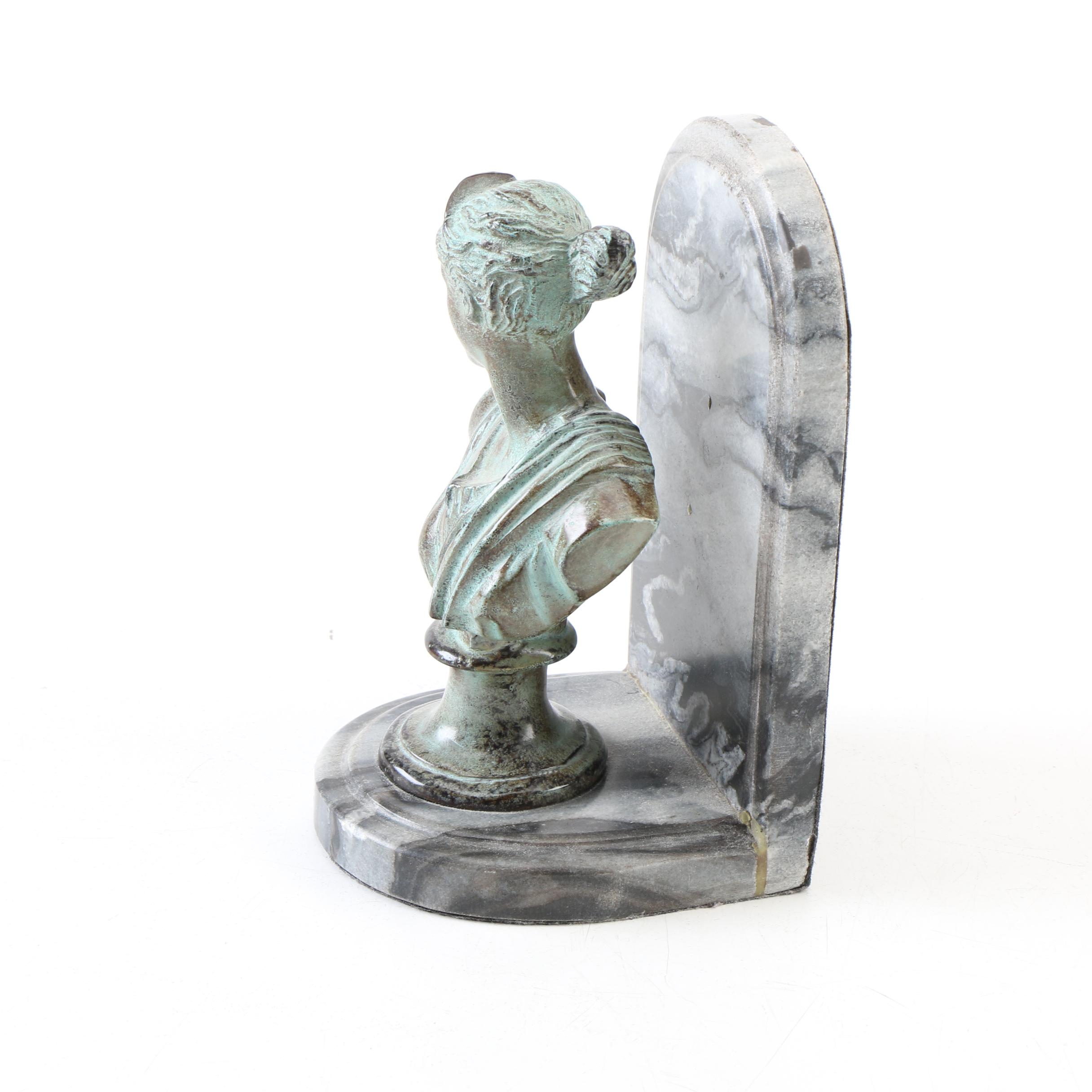 Marble Bust Bookends