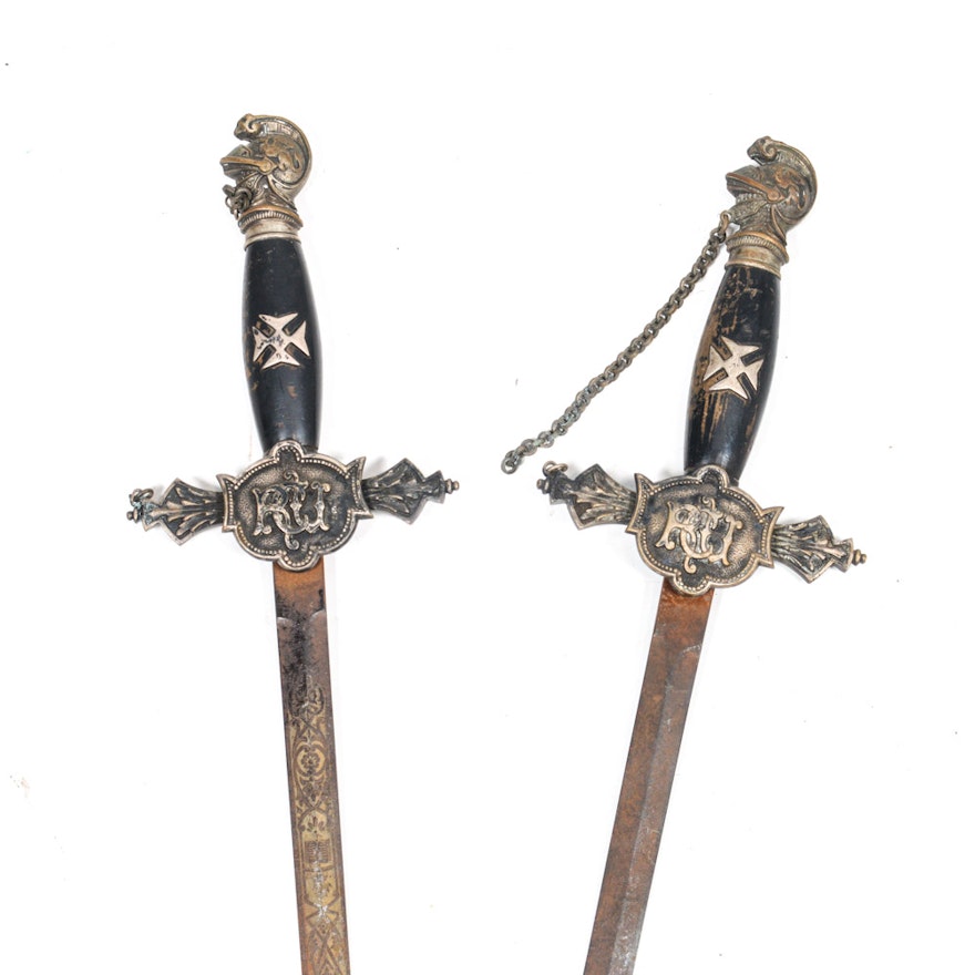 Antique Knights of St. John Masonic Ceremonial Swords
