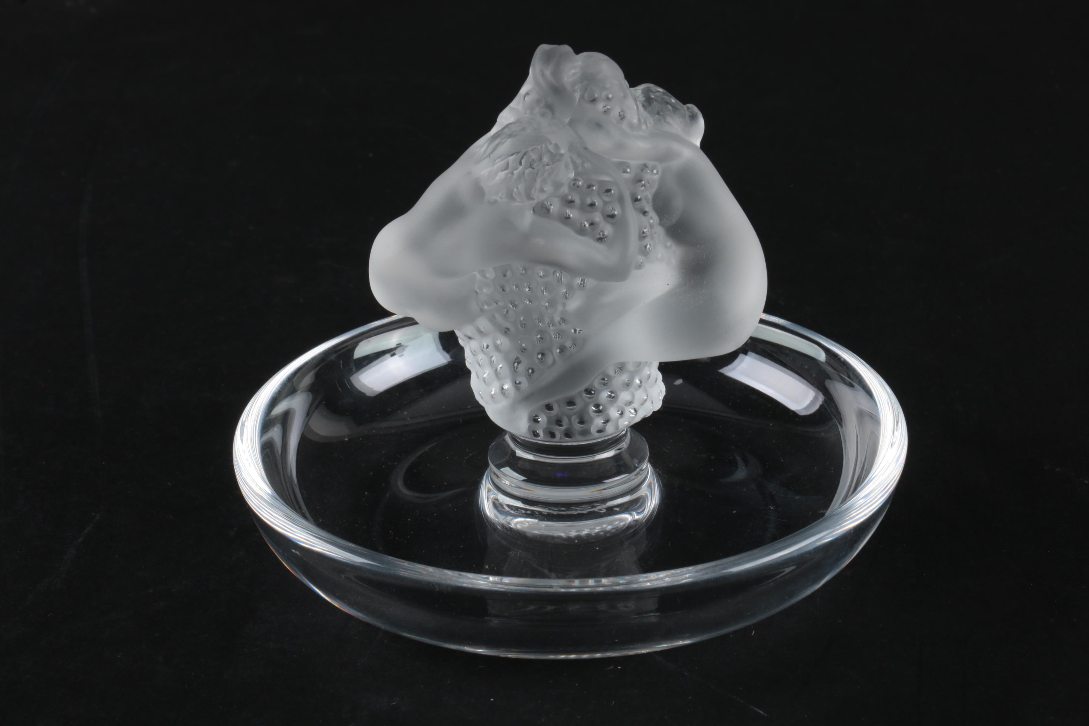 Lalique "Roxane" Pin Dish and Waterford Crystal Violet Vase