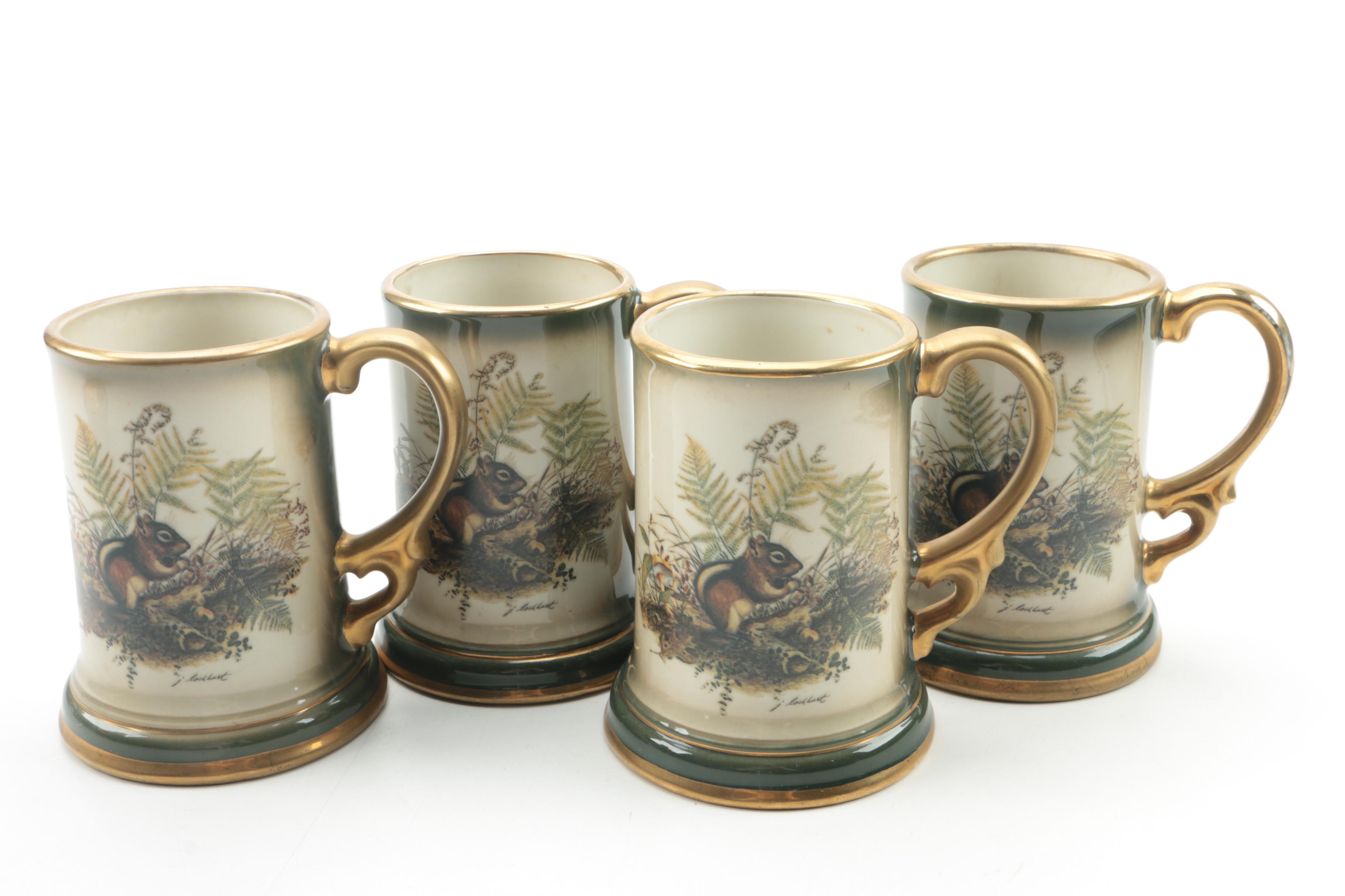 Vintage Jim Beam "Chipmunk" Ceramic Carafe and Mugs