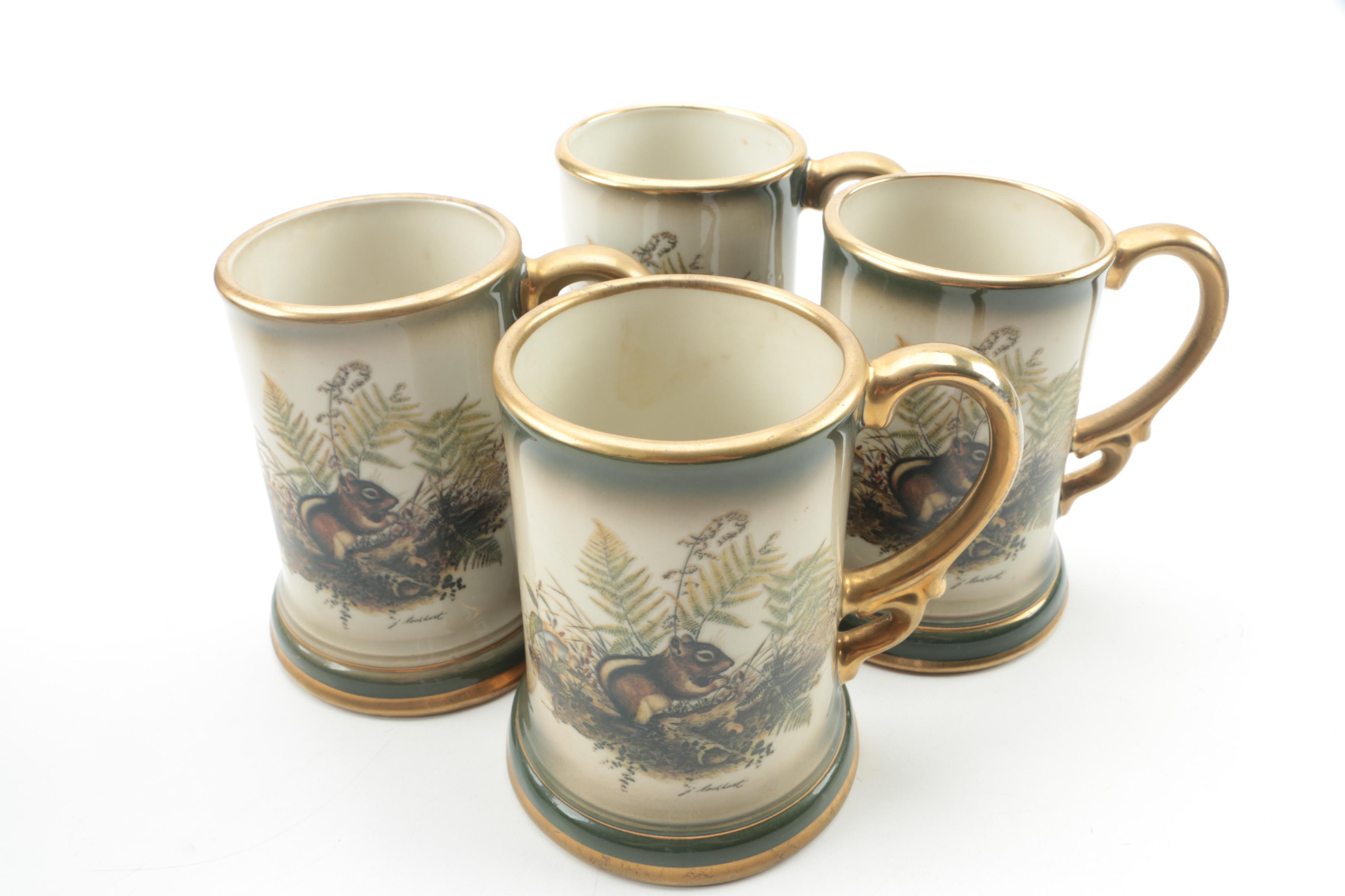 Vintage Jim Beam "Chipmunk" Ceramic Carafe and Mugs