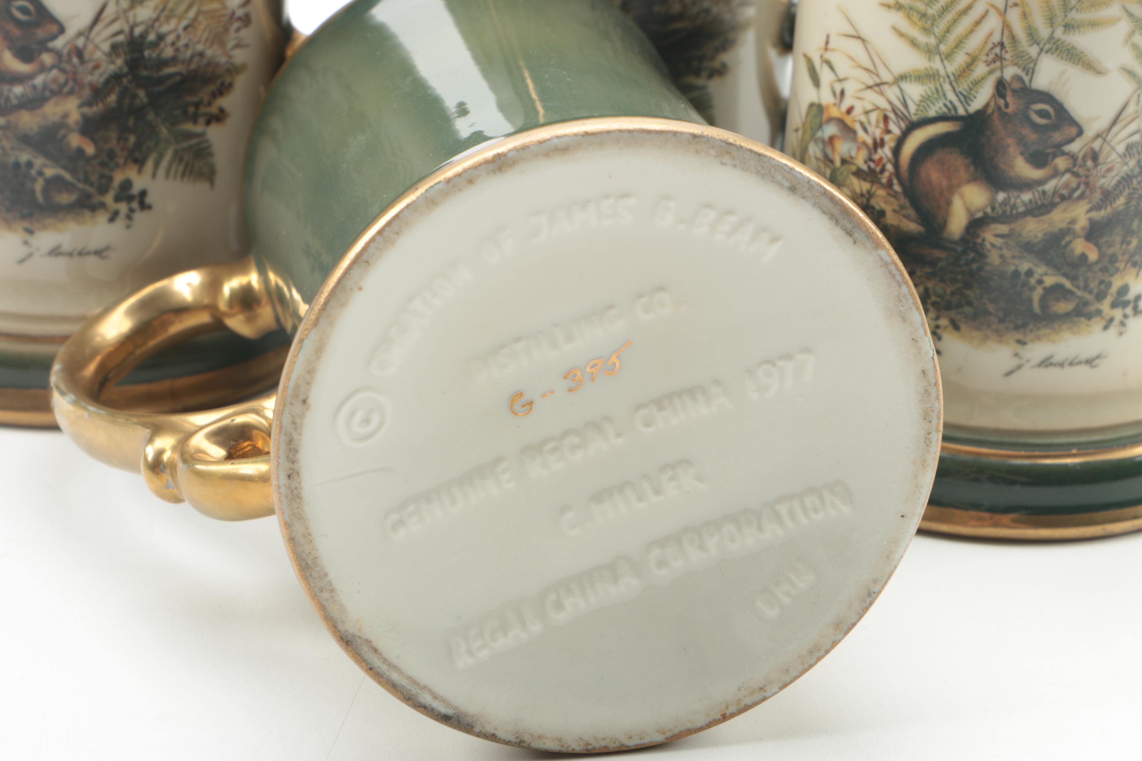 Vintage Jim Beam "Chipmunk" Ceramic Carafe and Mugs