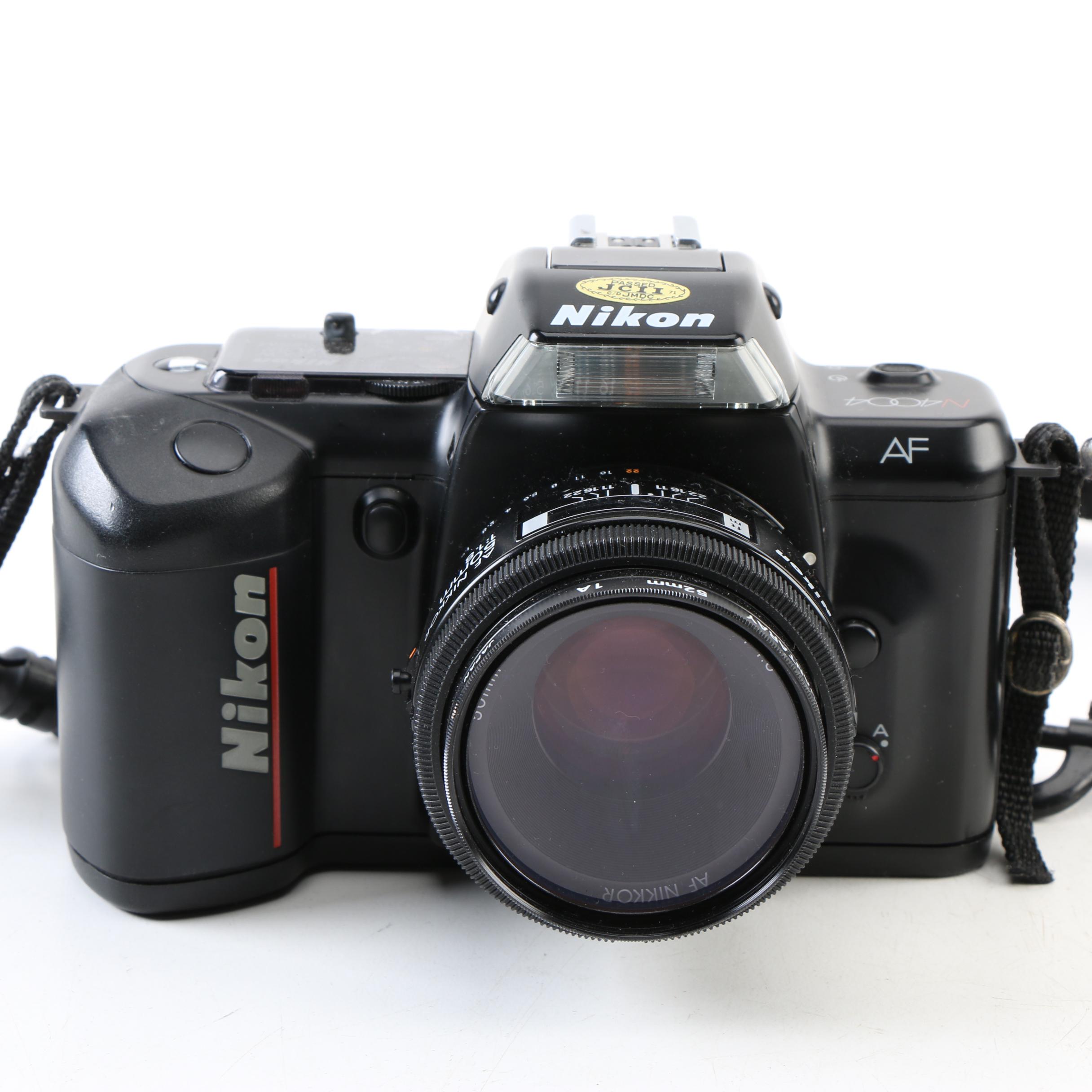 Vintage Nikon N4004 35mm SLR Camera with Accessories