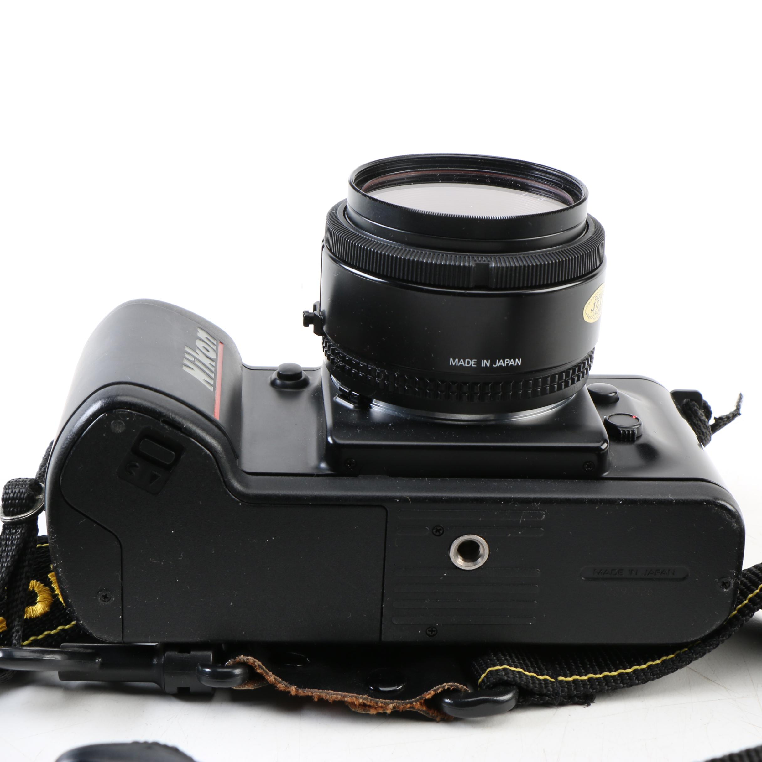 Vintage Nikon N4004 35mm SLR Camera with Accessories