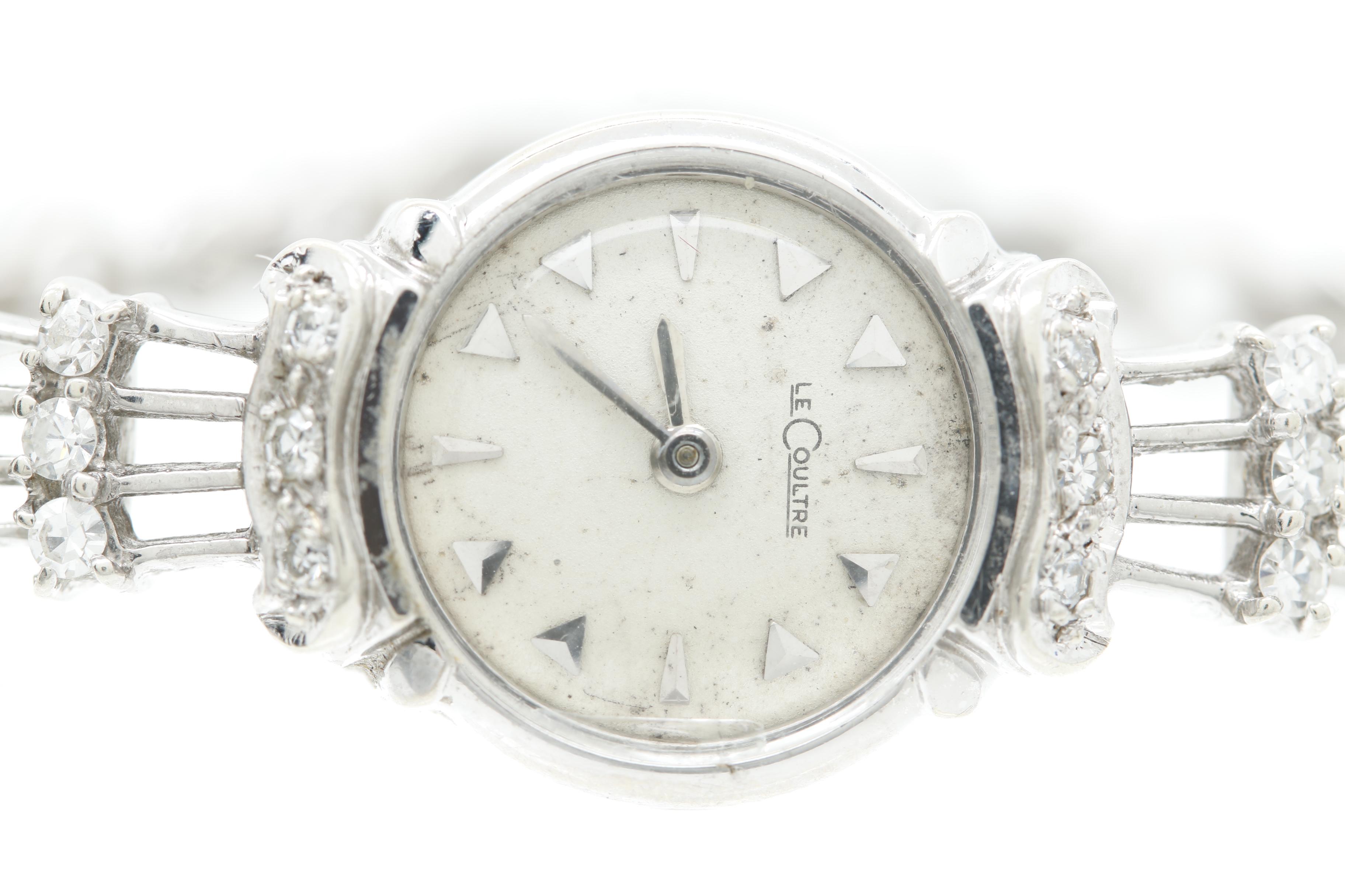 Vintage La Coultre 14K White Gold and Diamond Watch