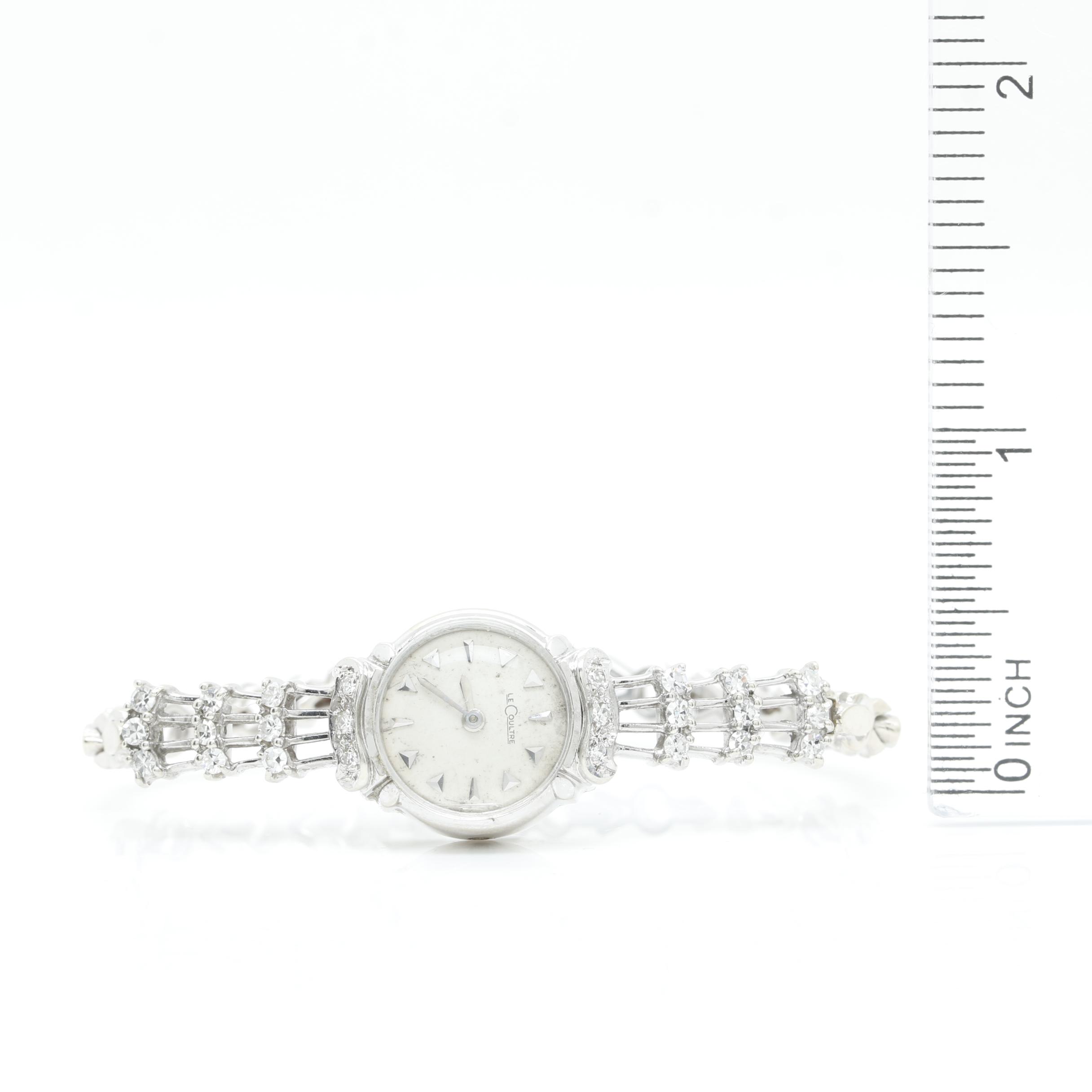 Vintage La Coultre 14K White Gold and Diamond Watch