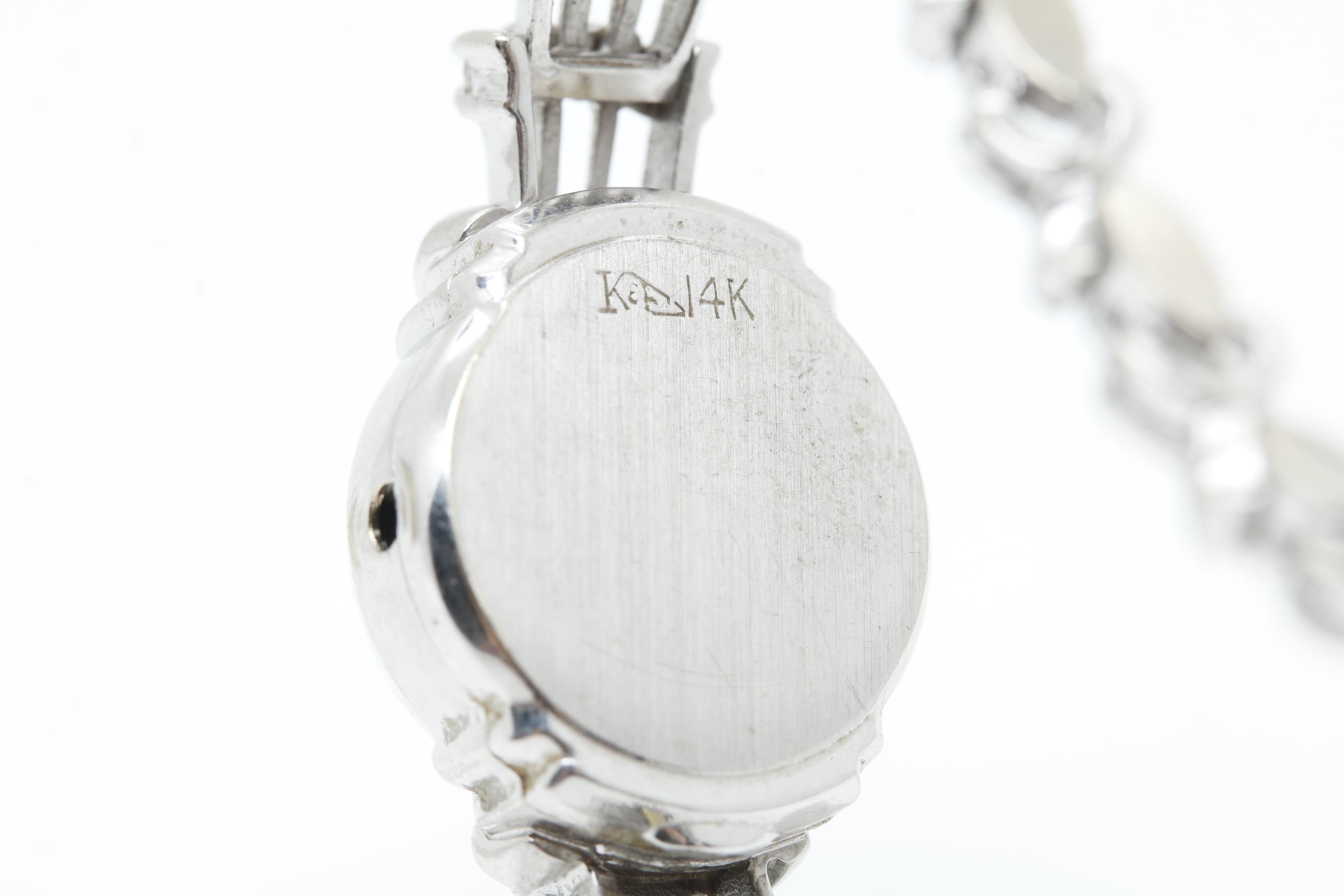 Vintage La Coultre 14K White Gold and Diamond Watch