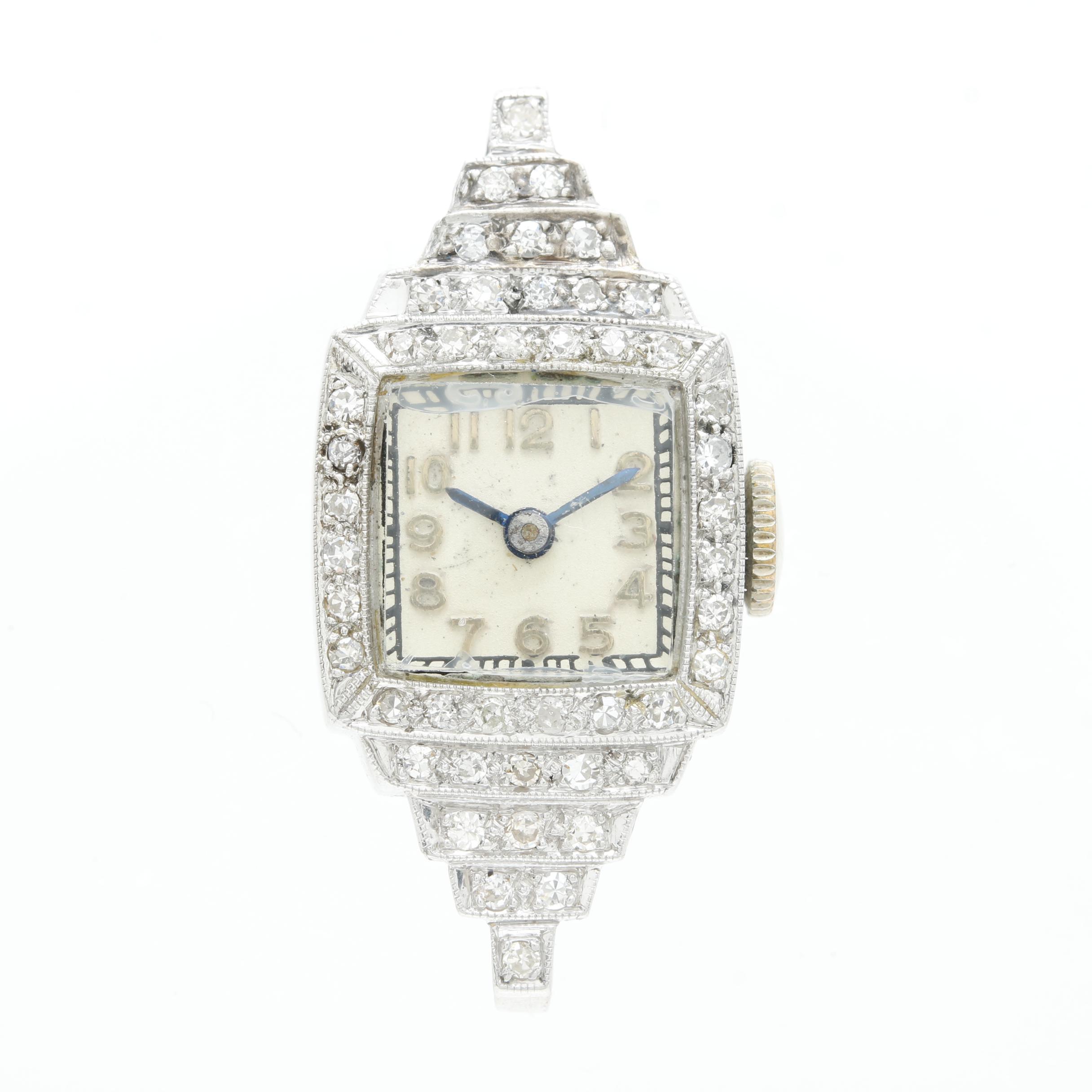 Vintage Raymond Watch Co. Platinum and Diamond Watch