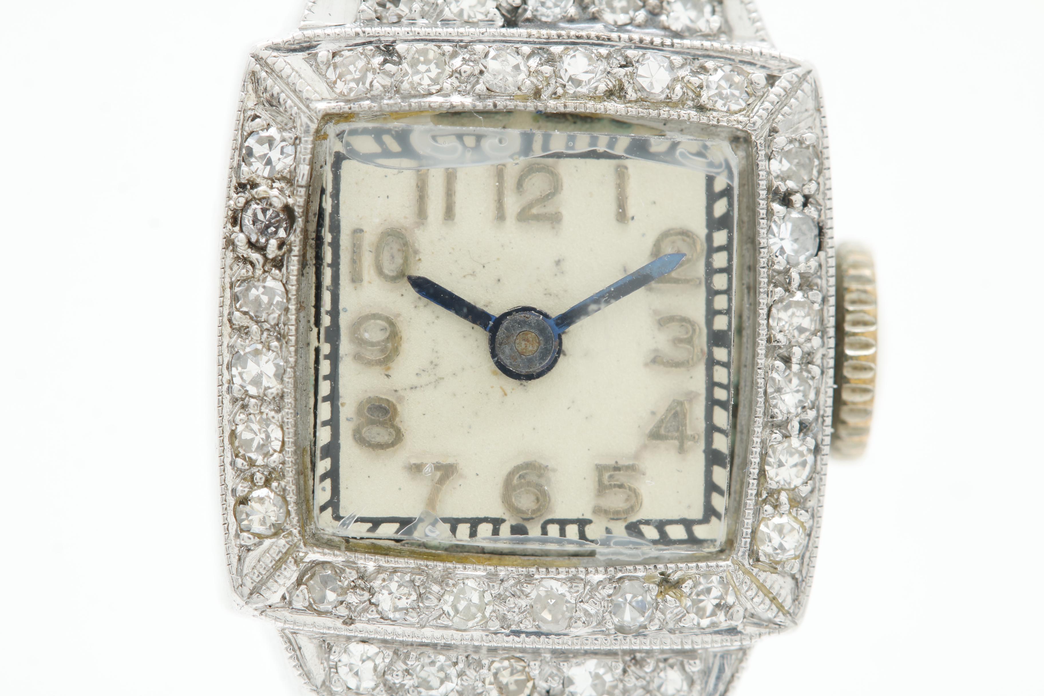 Vintage Raymond Watch Co. Platinum and Diamond Watch