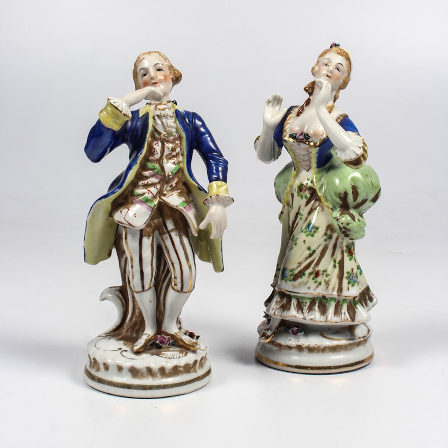 Japanese Hand-Painted 18th Century Style Figurines