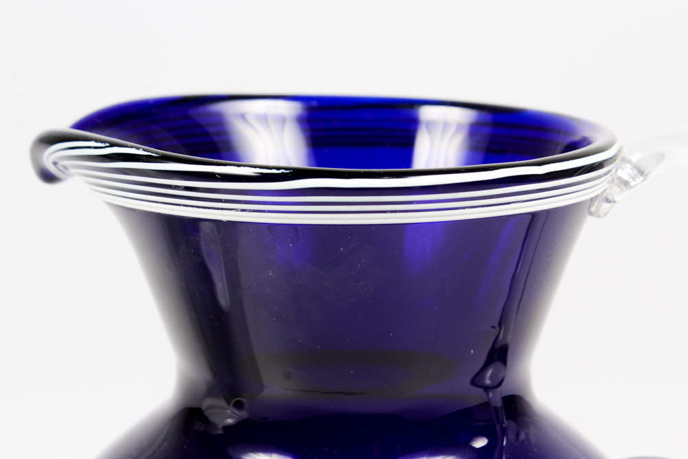 Royal Worcester "Mirage" Porcelain Teapot and Pulled Feather Art Glass Pitcher