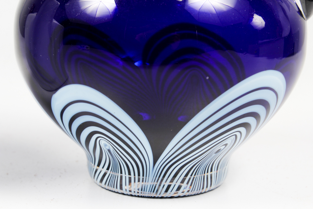 Royal Worcester "Mirage" Porcelain Teapot and Pulled Feather Art Glass Pitcher