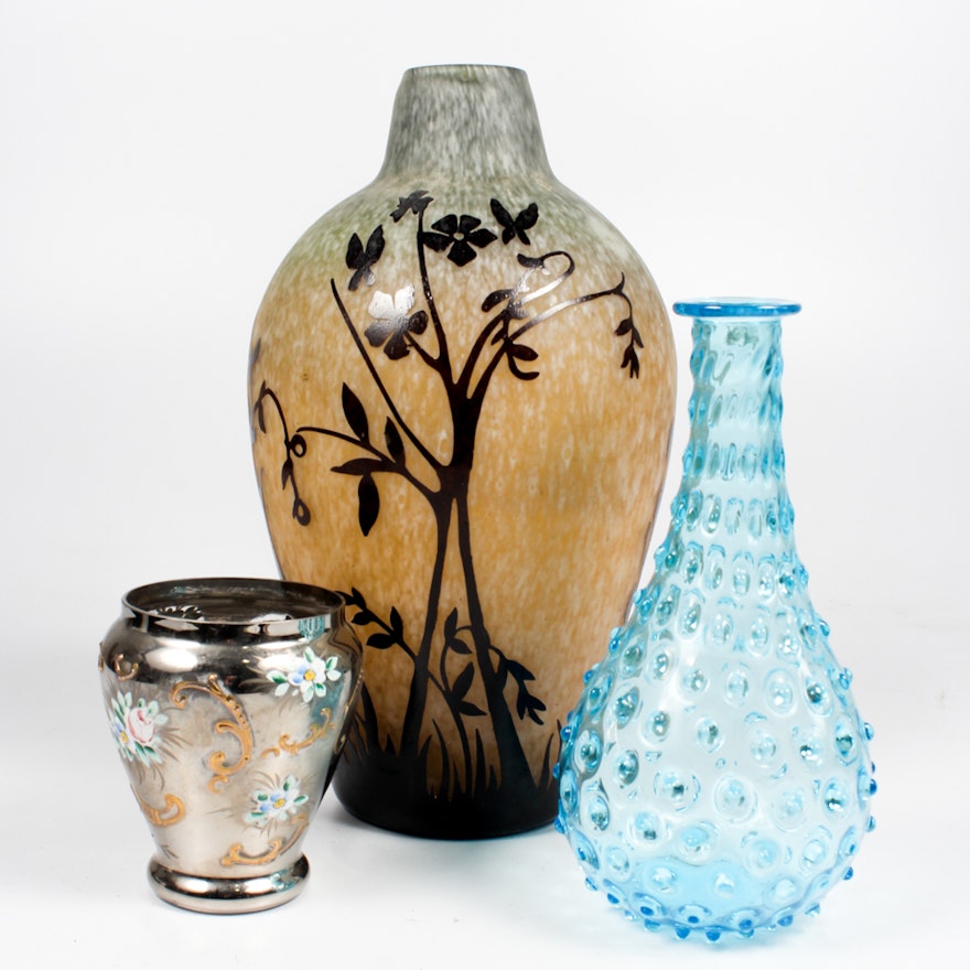 Cameo Glass Vase with Assorted Vases