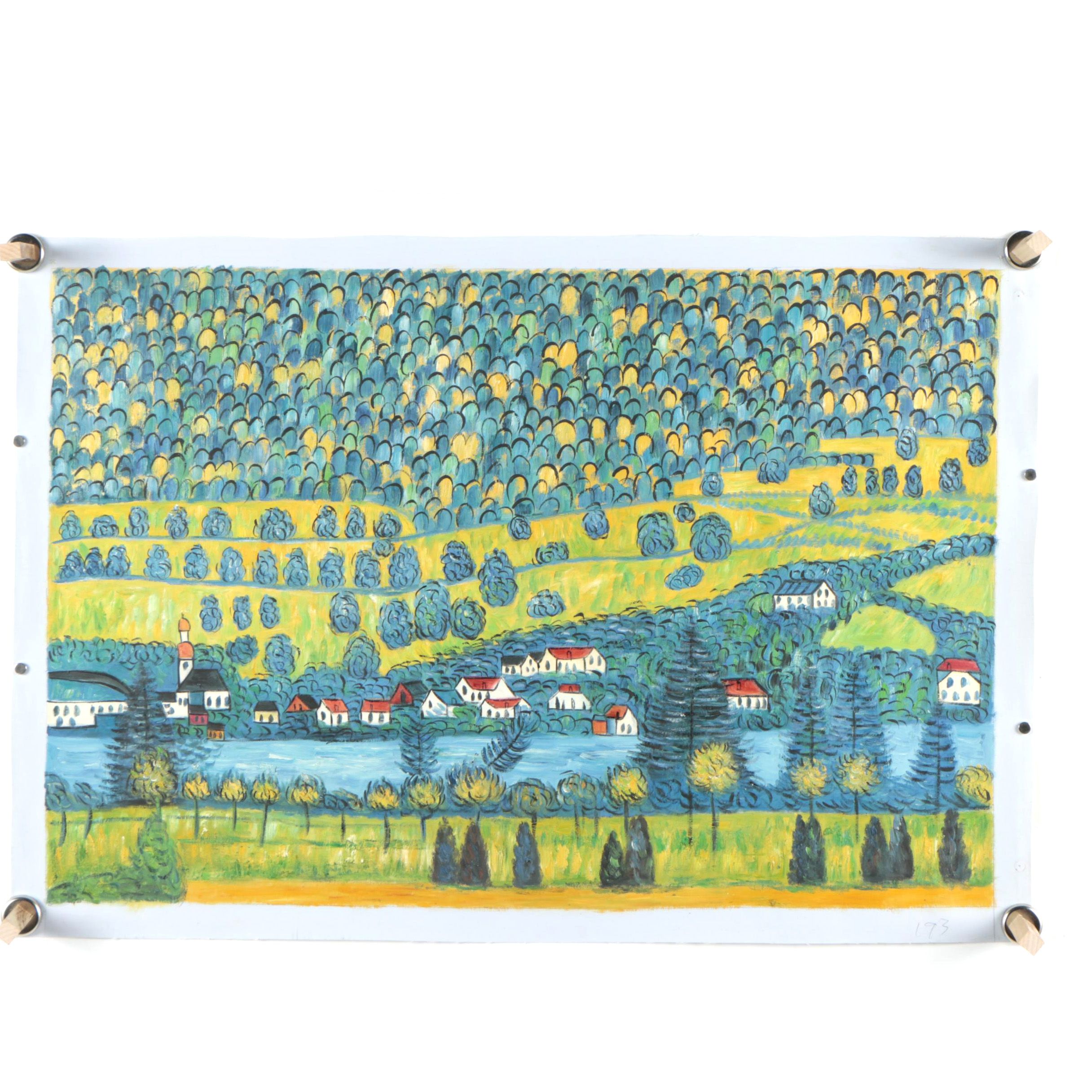 Oil Copy Painting after Gustav Klimt "Unterach am Attersee"