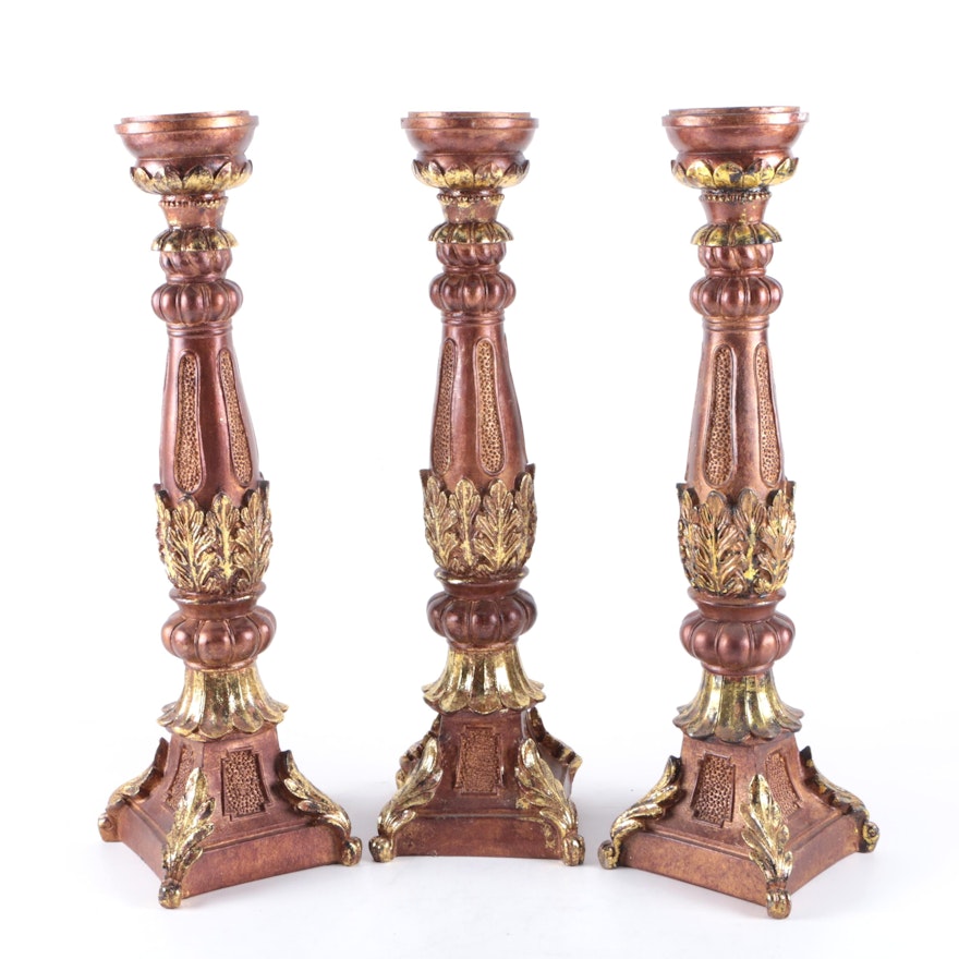 Ornate Wooden Candle Pedestals