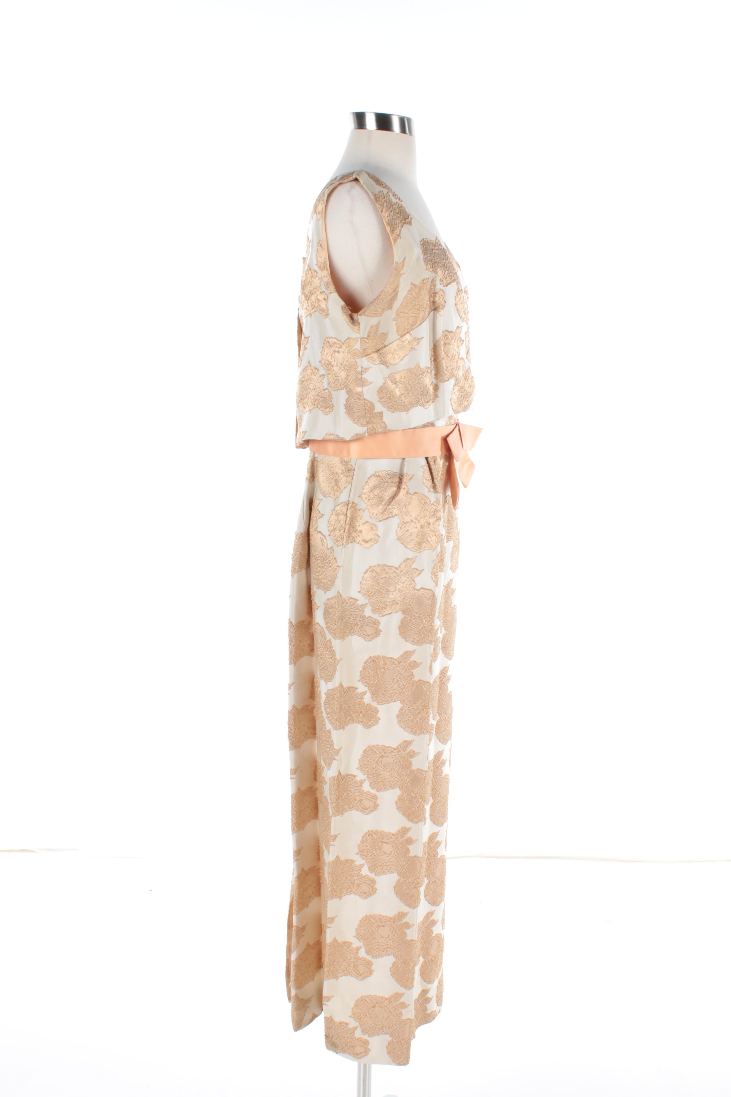 Vintage Circa 1960s Floral Brocade Cocktail Dress