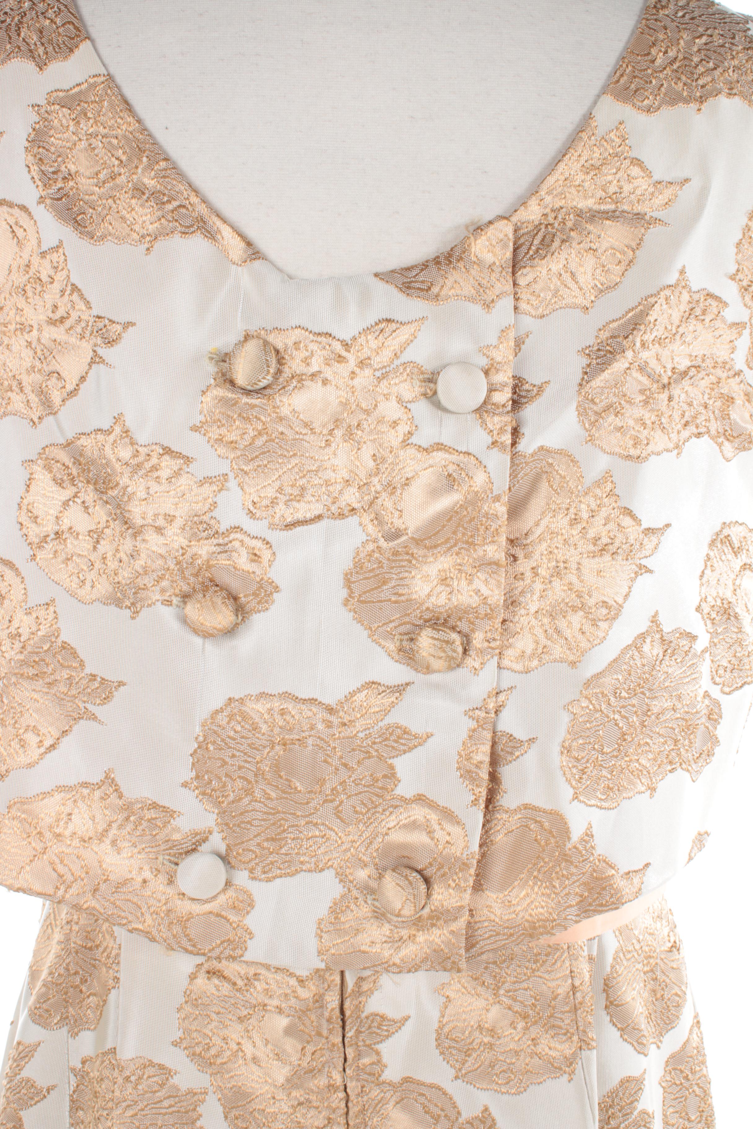 Vintage Circa 1960s Floral Brocade Cocktail Dress