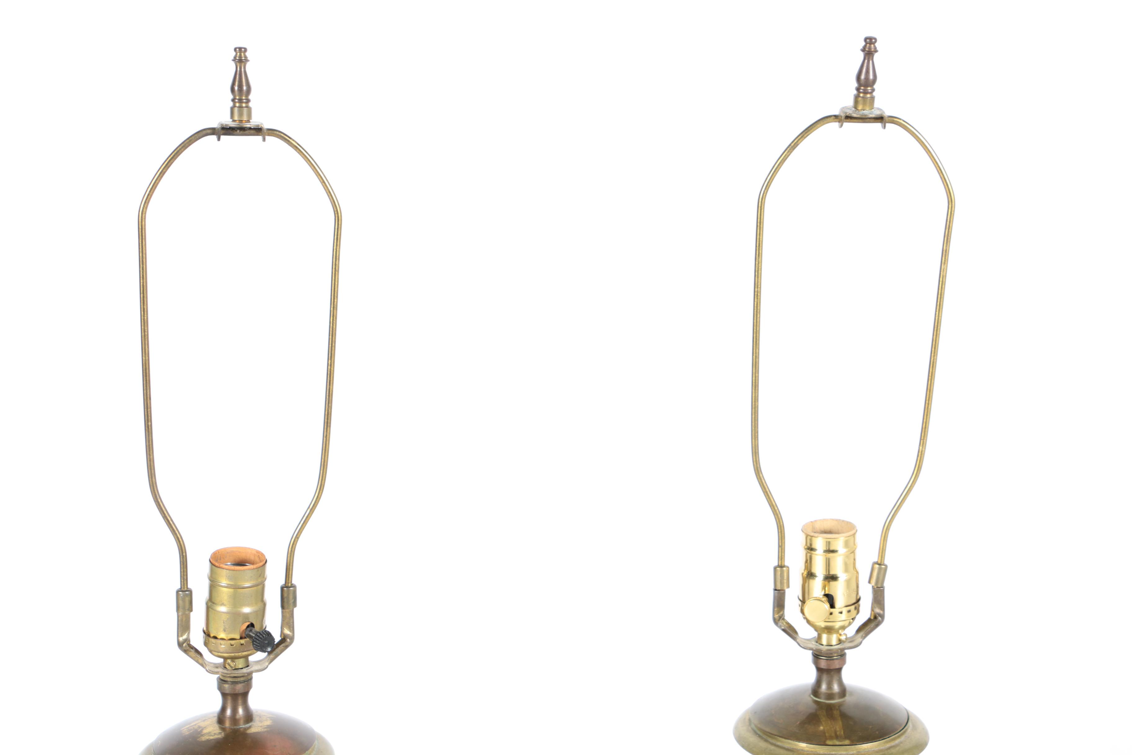 Vintage Neoclassical Marble and Brass Table Lamps