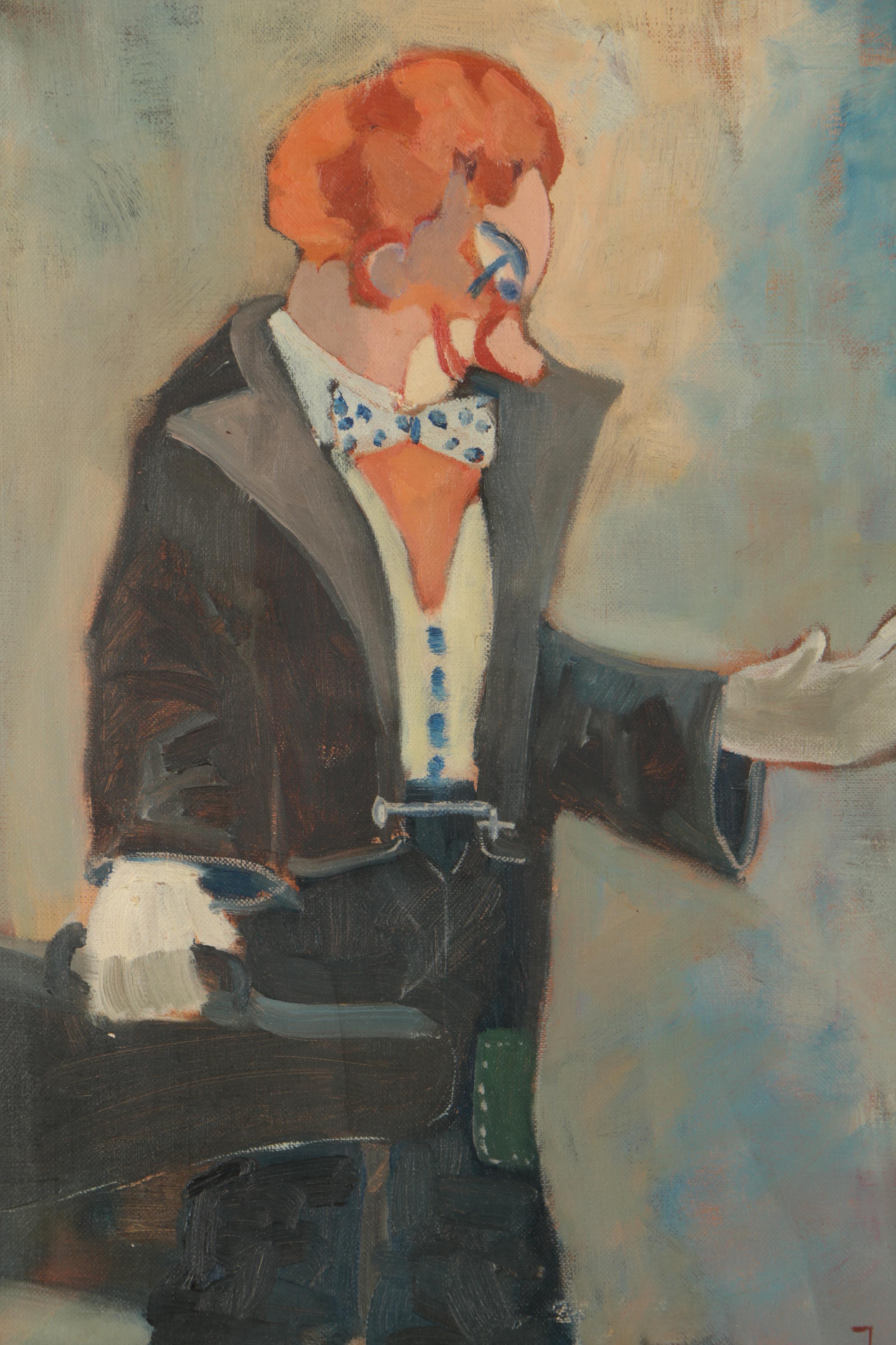 1959 Oil Painting of a Clown