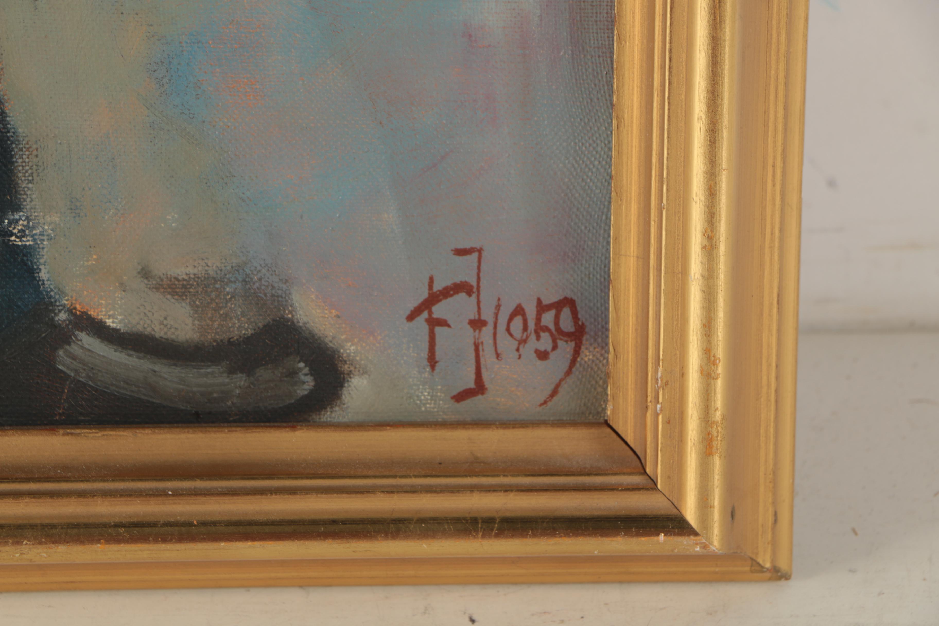 1959 Oil Painting of a Clown