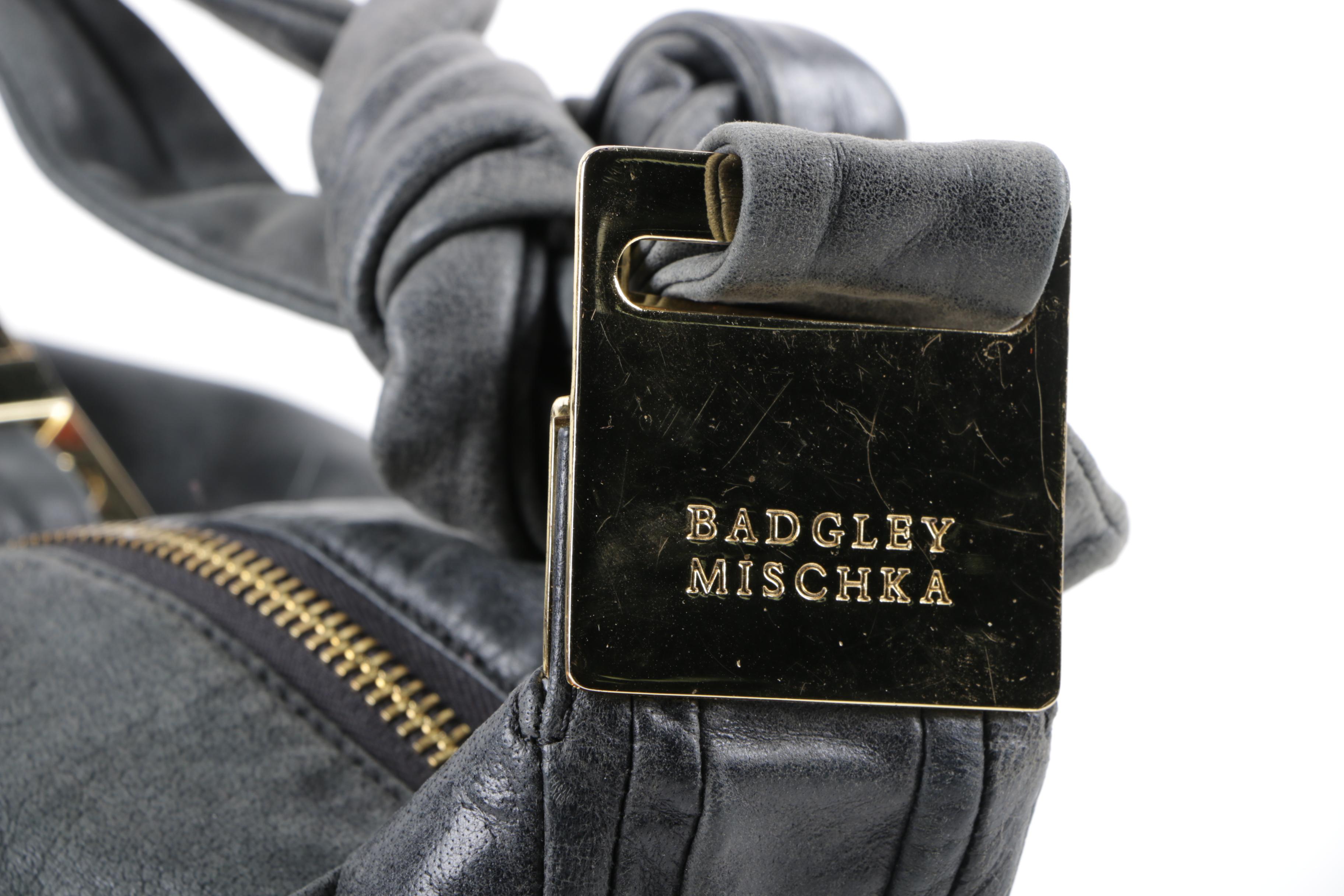 Badgley Mischka Black Leather Hobo Handbag